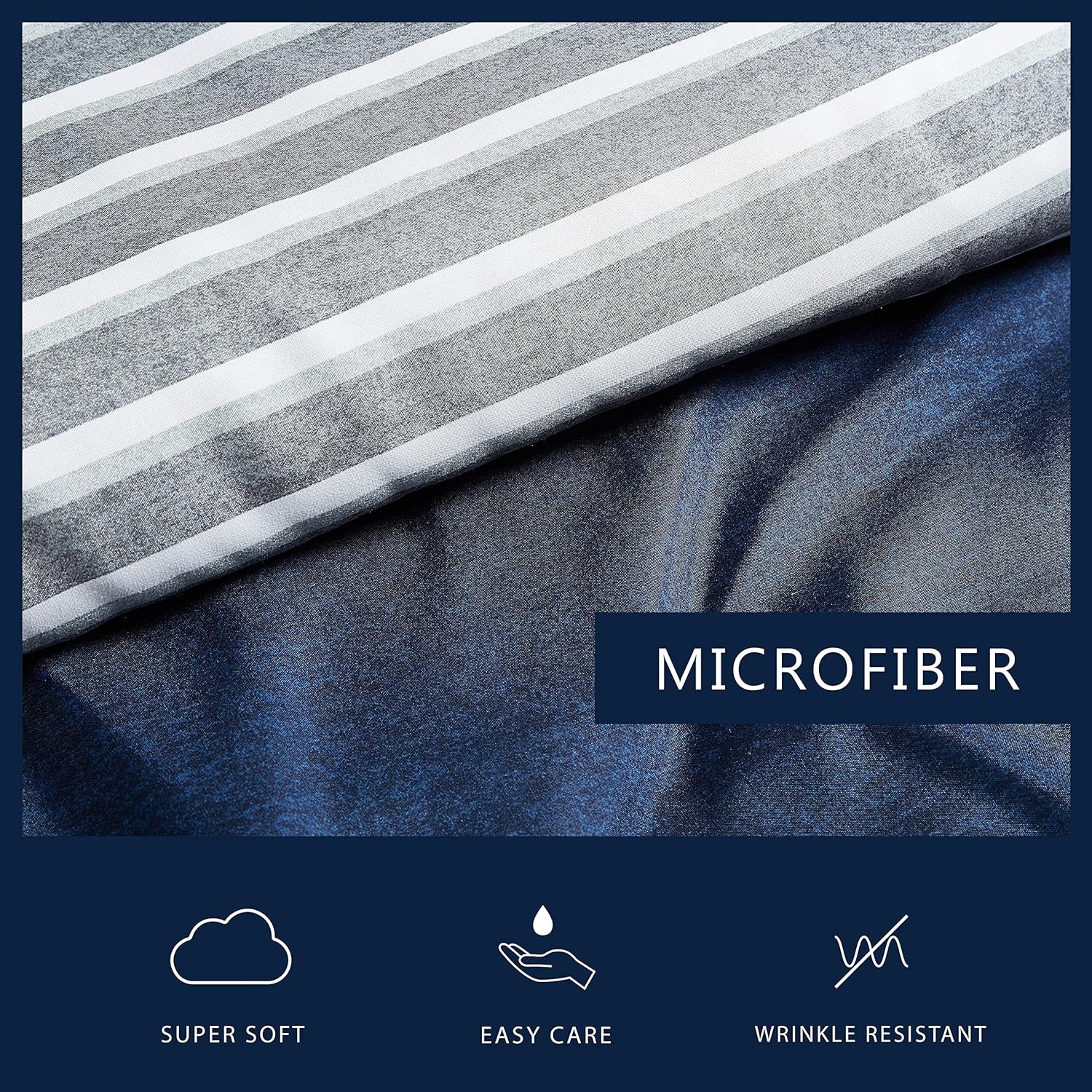 image:imageNautica Queen Comforter Set Reversible Bedding with Matching Shams Stripe Room Decor College Dorm Room Essentials Bay Shore NavyHeathered Block Flagstone