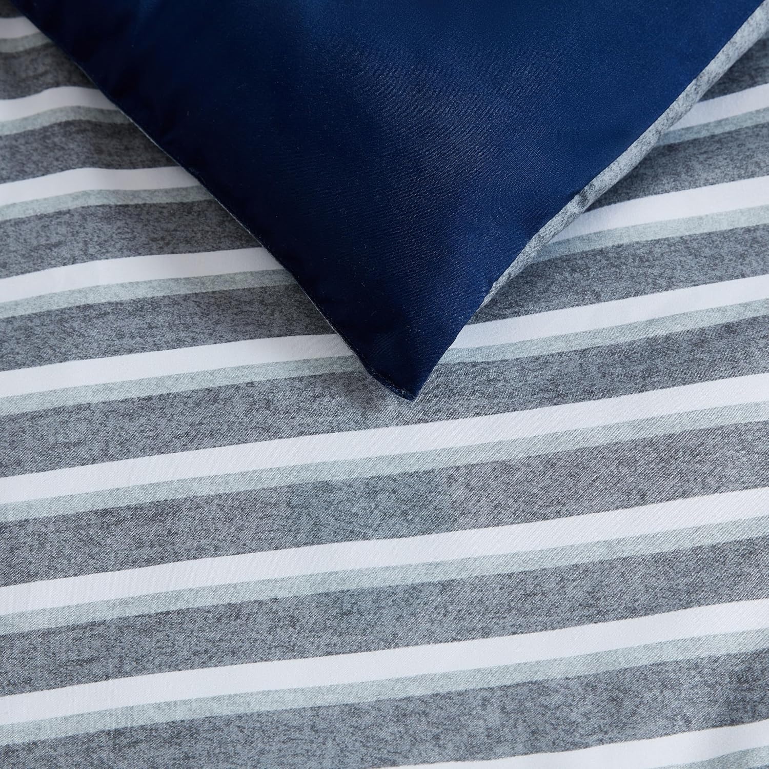 image:imageNautica Queen Comforter Set Reversible Bedding with Matching Shams Stripe Room Decor College Dorm Room Essentials Bay Shore NavyHeathered Block Flagstone