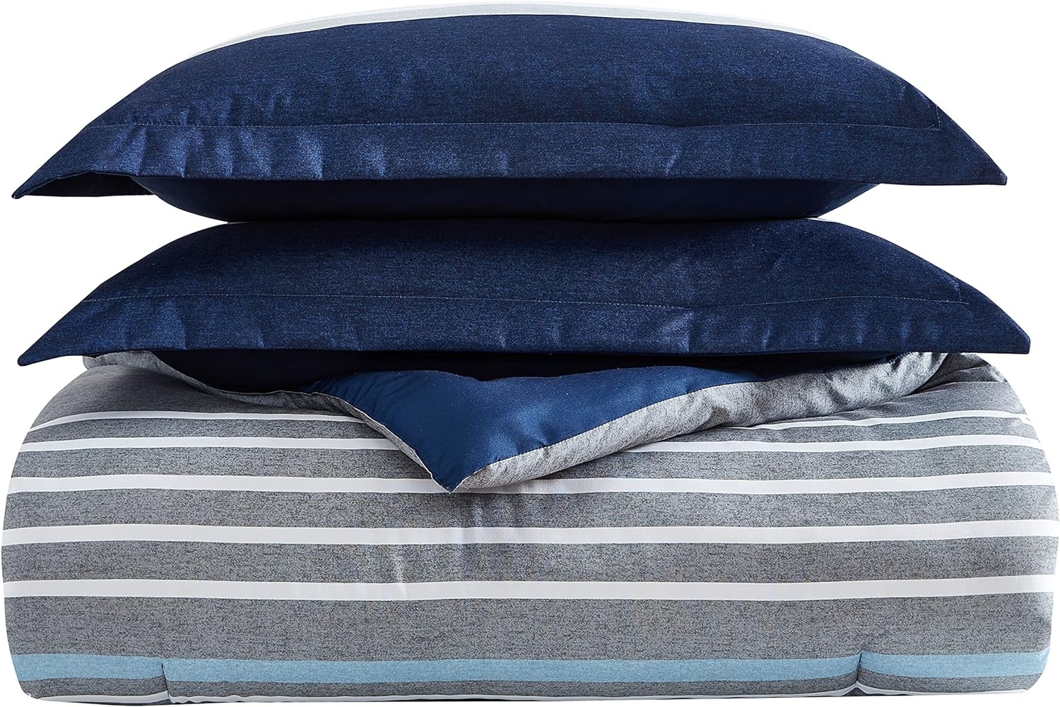 image:imageNautica Queen Comforter Set Reversible Bedding with Matching Shams Stripe Room Decor College Dorm Room Essentials Bay Shore NavyHeathered Block Flagstone