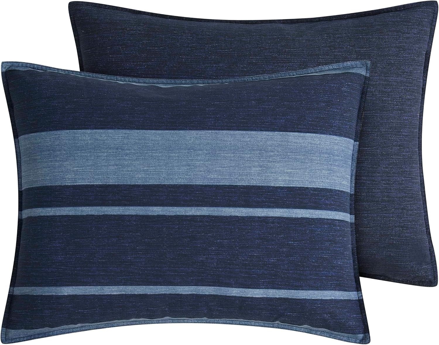 image:imageNautica Queen Comforter Set Reversible Bedding with Matching Shams Stripe Room Decor College Dorm Room Essentials Bay Shore NavyLongpoint Blue