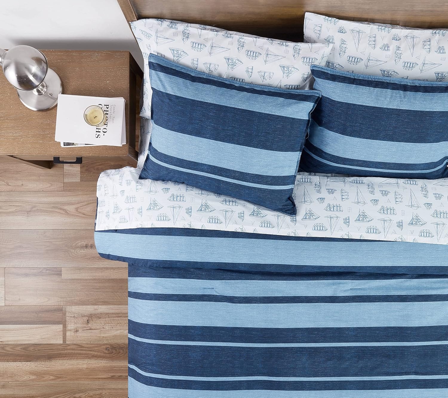 image:imageNautica Queen Comforter Set Reversible Bedding with Matching Shams Stripe Room Decor College Dorm Room Essentials Bay Shore NavyLongpoint Navy