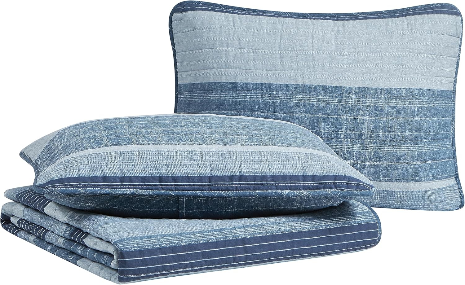 image:imageNautica Queen Quilt Set Reversible Bedding with Matching Shams Stripe Room Decor Lightweight Bed Set College Dorm Room Essentials Ridgeport BeigeRidgeport Medium Blue