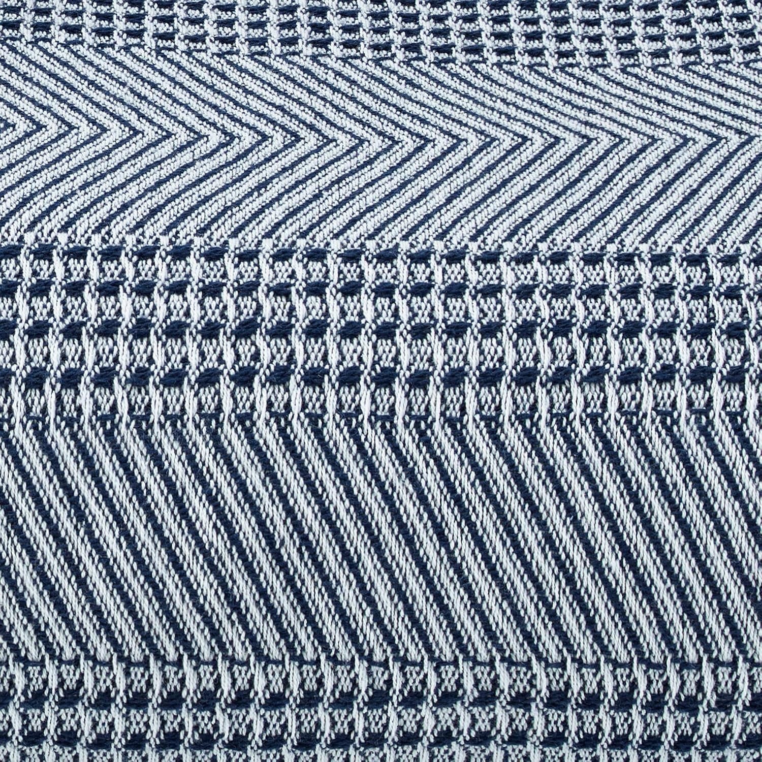 image:imageNautica Queen Size Blanket Yarn Dyed Cotton Bedding with Chevron Stripe Design Soft Blanket for Bed or Couch College Dorm Room Essentials Chevron NavyNavy