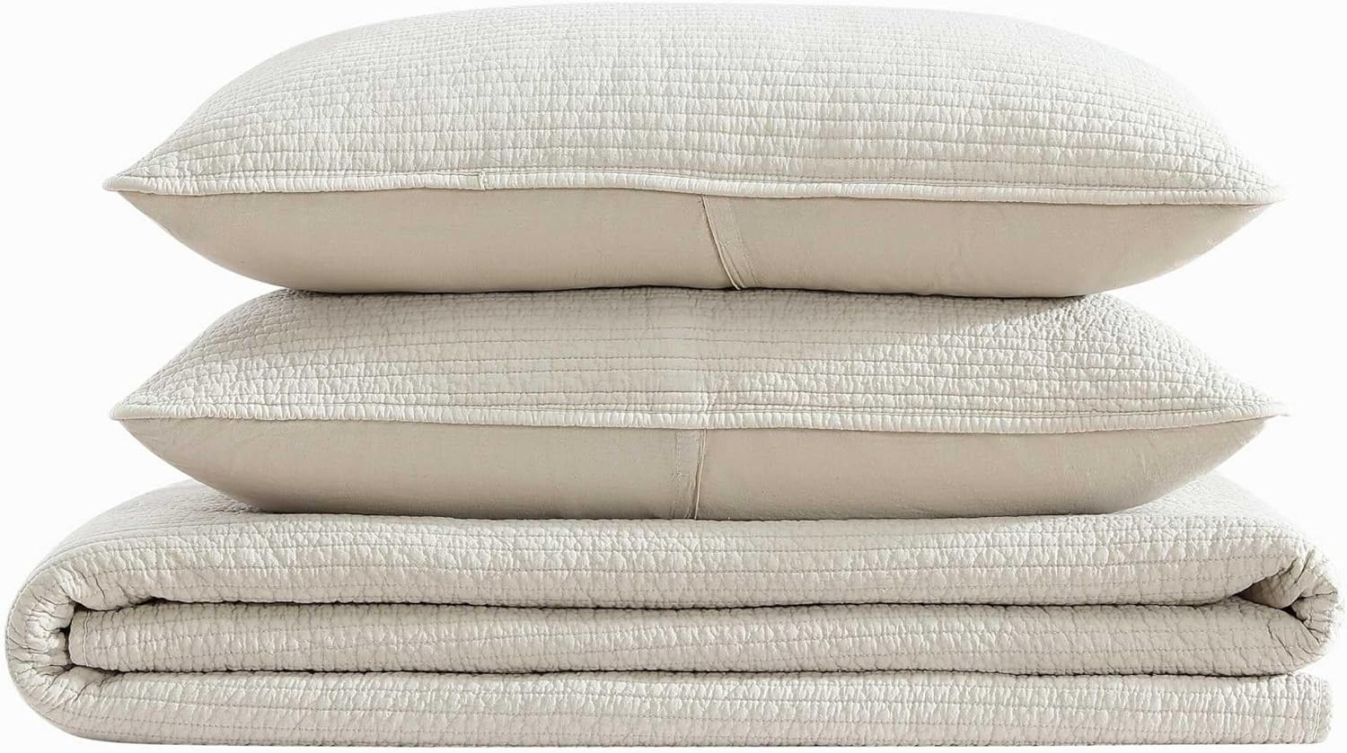 image:imageNautica Quilt Set Super Soft Solid Washed Woven Cotton Bedding with Matching Sham Casual Style Home Essentials Seashore Stitch Beige TwinSeashore Stitch Beige