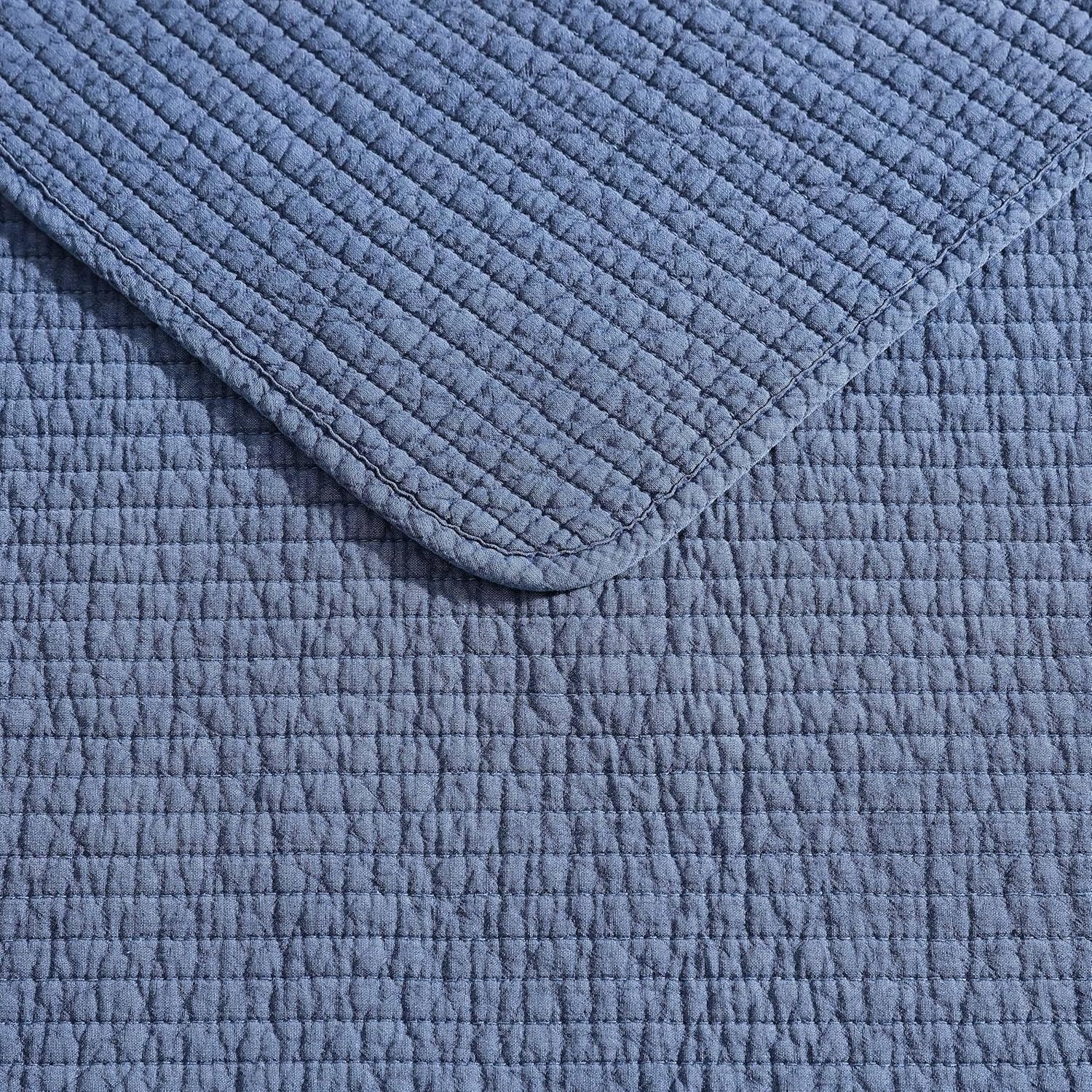 image:imageNautica Quilt Set Super Soft Solid Washed Woven Cotton Bedding with Matching Sham Casual Style Home Essentials Seashore Stitch Beige TwinSeashore Stitch Navy