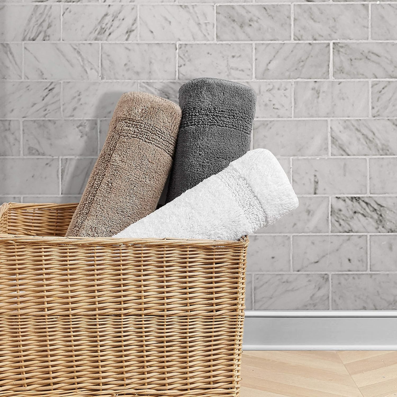 image:imageNautica Runner Rug Soft amp Absorbent Tufted Cotton Bath Rug with SkidResistant Backing OekoTex Certified Peniston Brown 60 x 22Peniston White