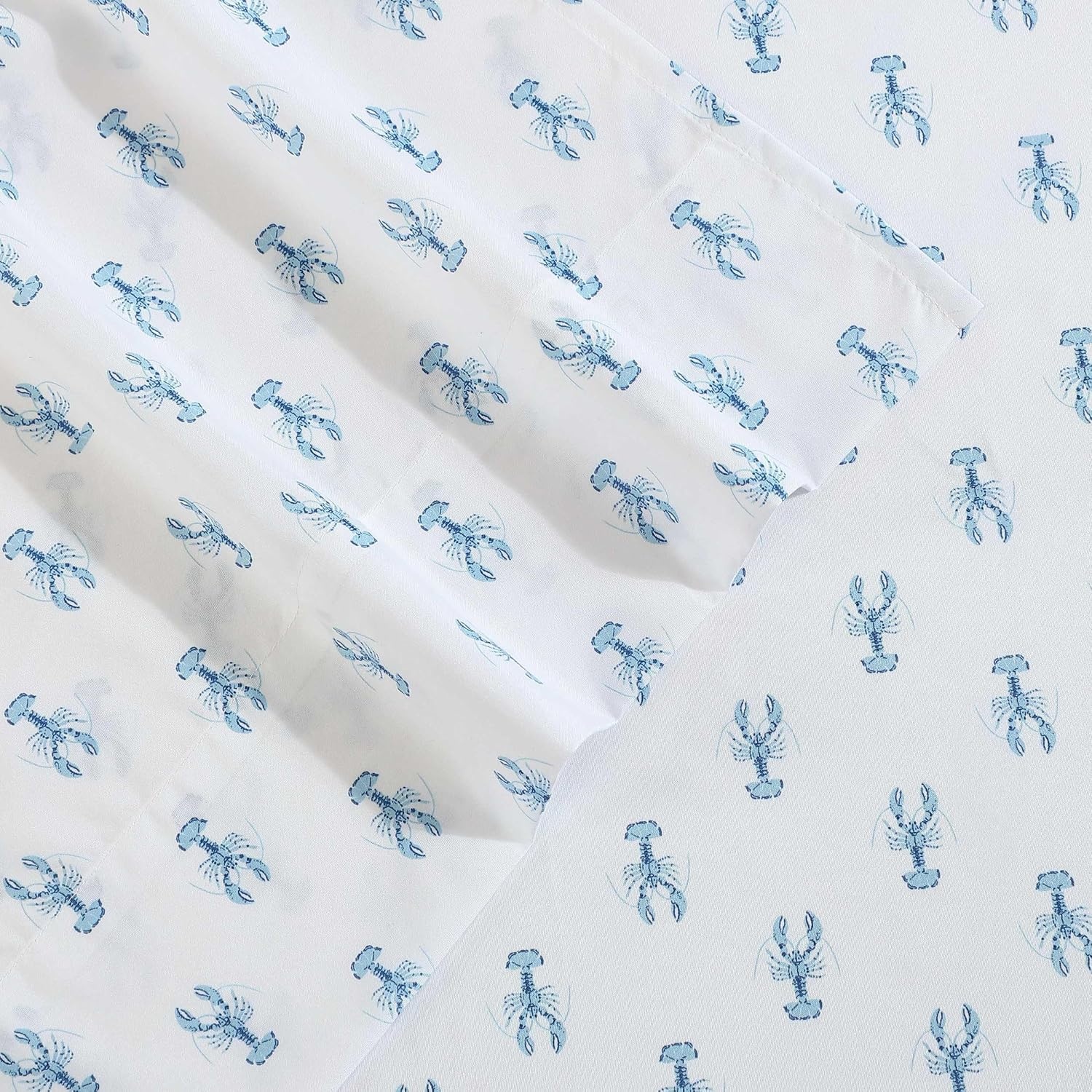 image:imageNautica Sheet Set Breathable amp Cooling Microfiber Bedding with Matching Pillowcase Deep Pocket Fully Elasticized Nantucket Lobster Ocean Breeze Blue TwinNantucket Lobster Ocean Breeze Blue