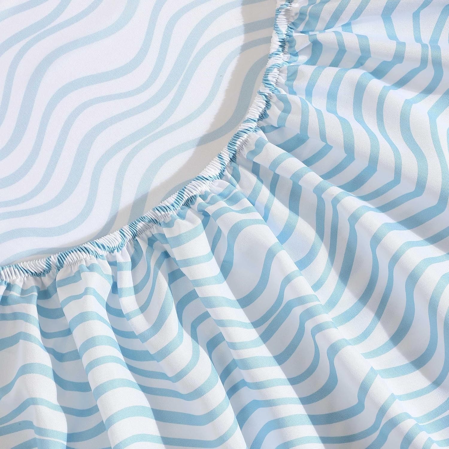 image:imageNautica Sheet Set Breathable amp Cooling Microfiber Bedding with Matching Pillowcase Deep Pocket Fully Elasticized Nantucket Lobster Ocean Breeze Blue TwinLinearly Waves Ocean Breeze Blue