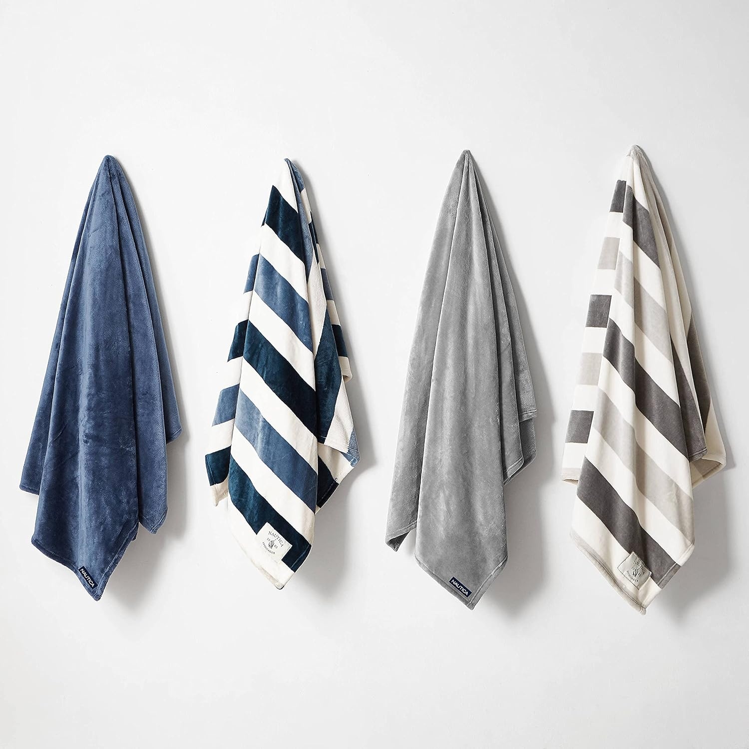 image:imageNautica Throw Blanket Super Soft amp Cozy Fleece Blanket Lightweight Plush Bedding for Couch amp Bed Awning Stripe Navy 50 x 60Awning Stripe GreyWhite