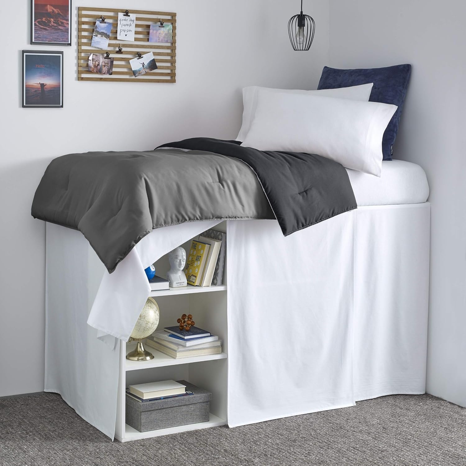 image:imageNautica Twin Bed Skirt 100 Cotton Bed Skirt with 15 Drop Split Corner Design amp Secure Platform Fit Tailored Bedding Style Navy BlueWhite