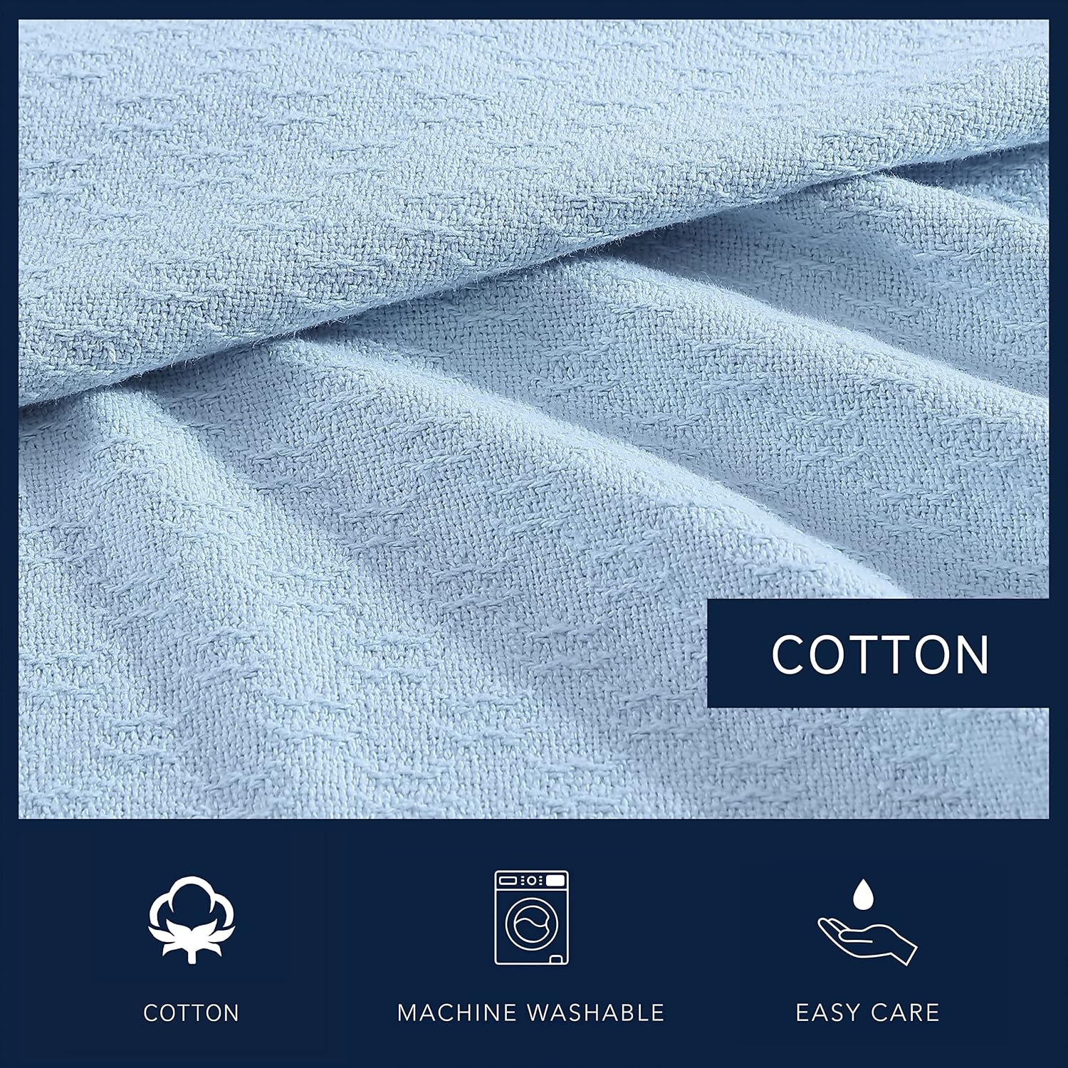 image:imageNautica Twin Blanket Cotton Woven Bedding MediumWeight for All Seasons Ideal Dorm Essentials OekoTex Certified Ripple Cove BlueRipple Cove Blue