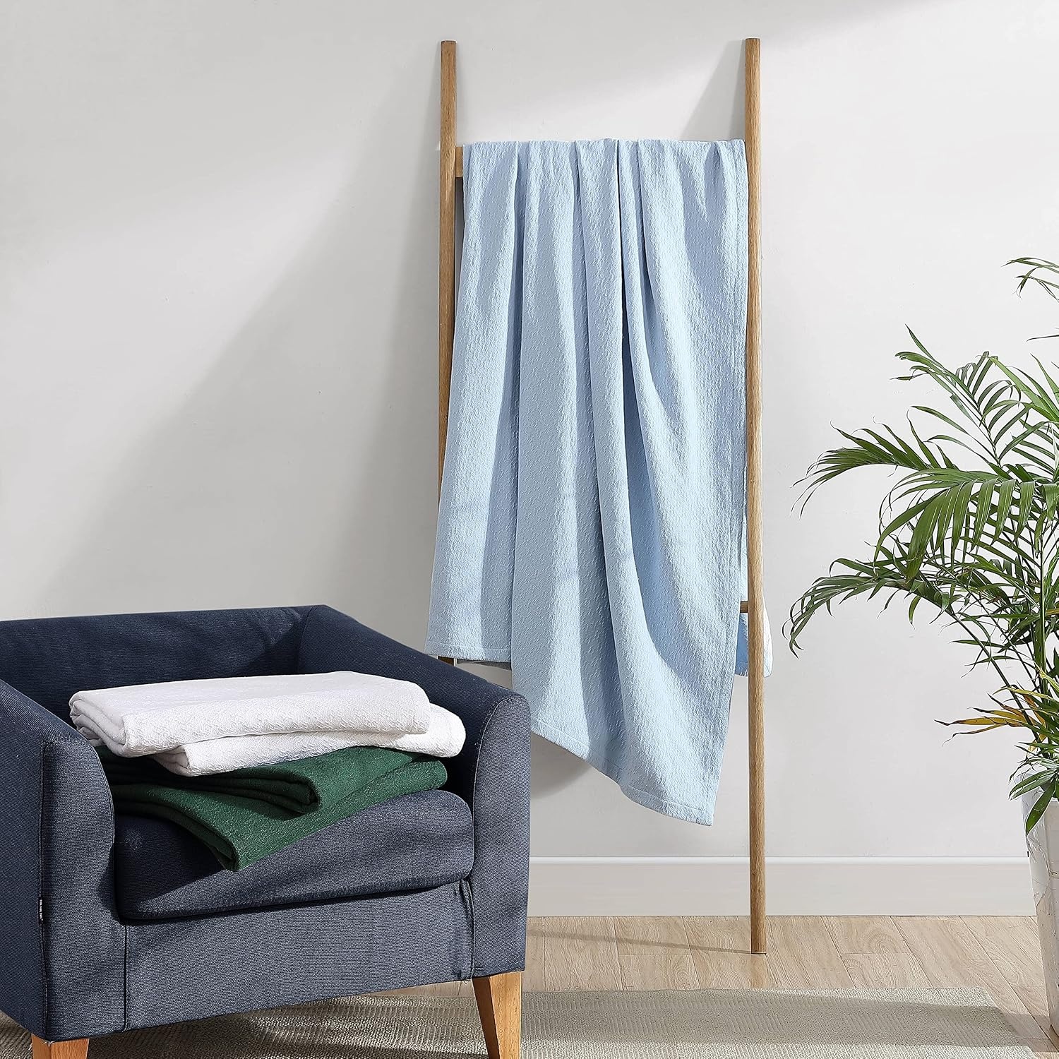 image:imageNautica Twin Blanket Cotton Woven Bedding MediumWeight for All Seasons Ideal Dorm Essentials OekoTex Certified Ripple Cove BlueRipple Cove Blue