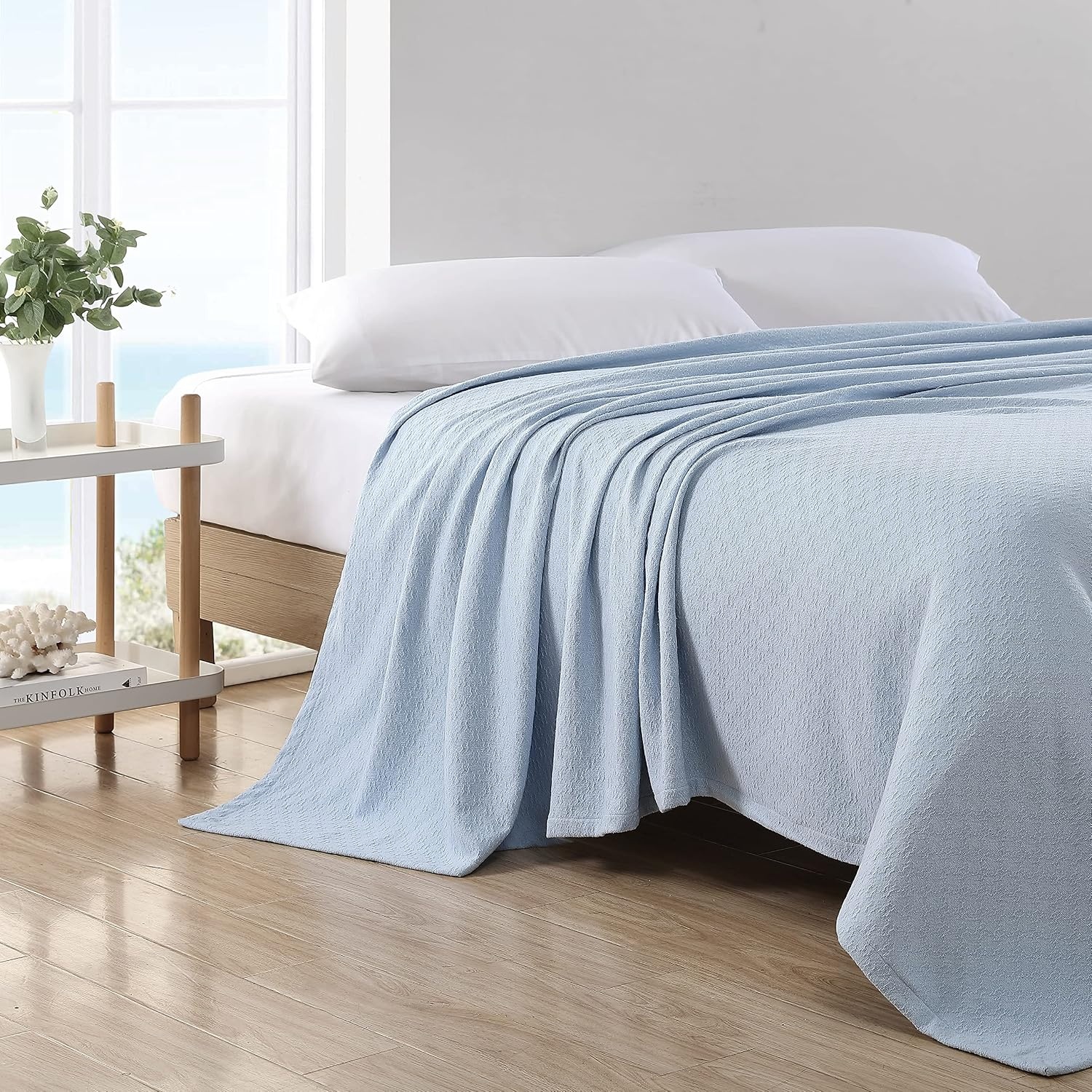 image:imageNautica Twin Blanket Cotton Woven Bedding MediumWeight for All Seasons Ideal Dorm Essentials OekoTex Certified Ripple Cove BlueRipple Cove Blue
