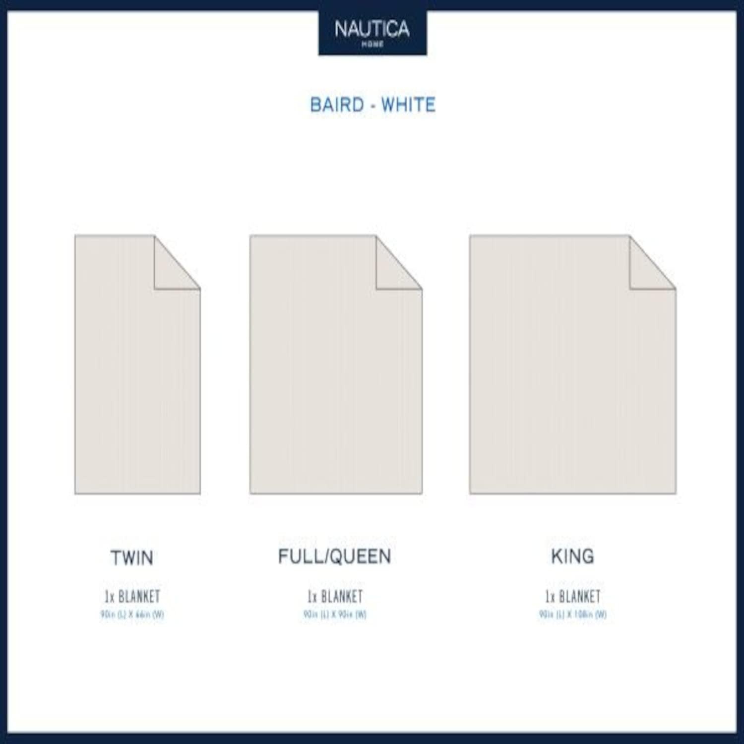 image:imageNautica Twin Blanket Diamond Weave Cotton Bedding MediumWeight for All Seasons Ideal Dorm Essentials OekoTex Certified Baird GreyBaird White