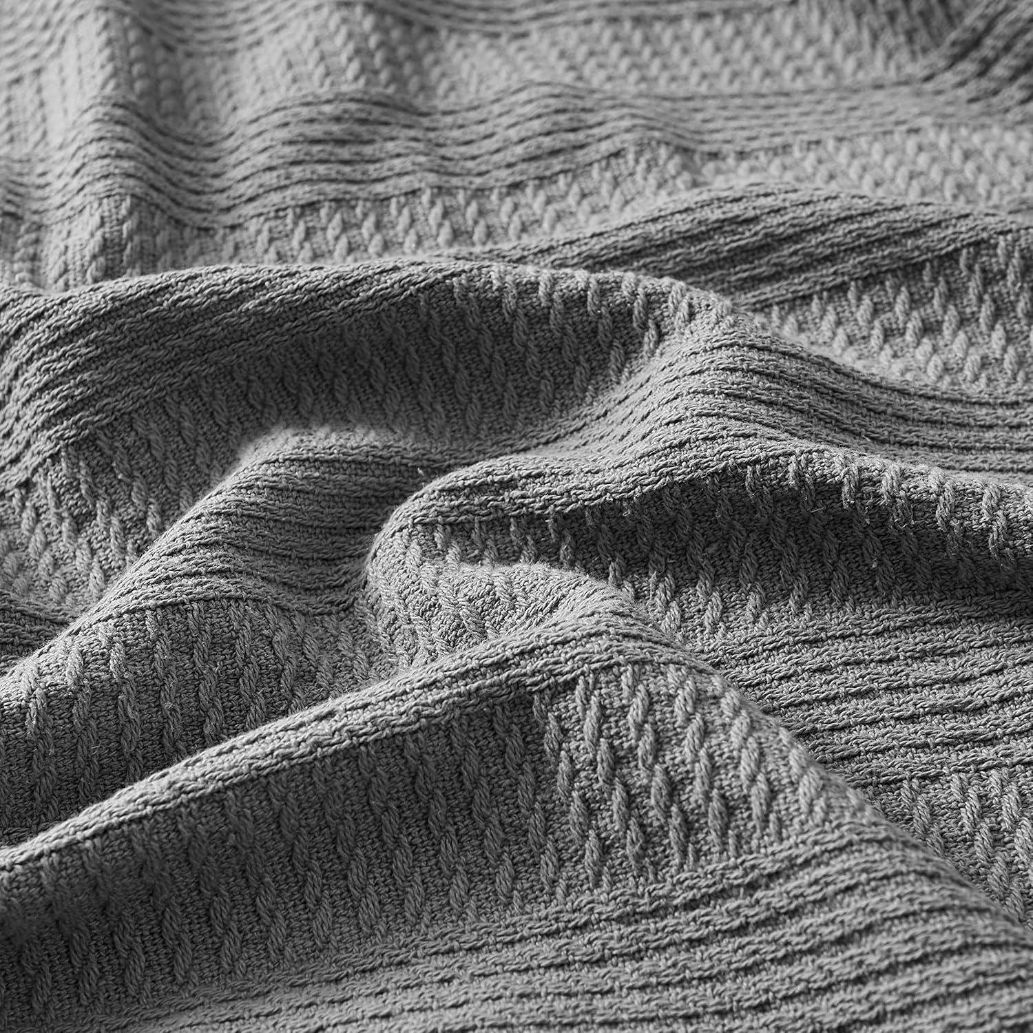 image:imageNautica Twin Blanket Woven Textured Cotton Bedding Ideal for Bed or Couch Dorm Essentials OekoTex Certified Rope Stripe NavyGrey