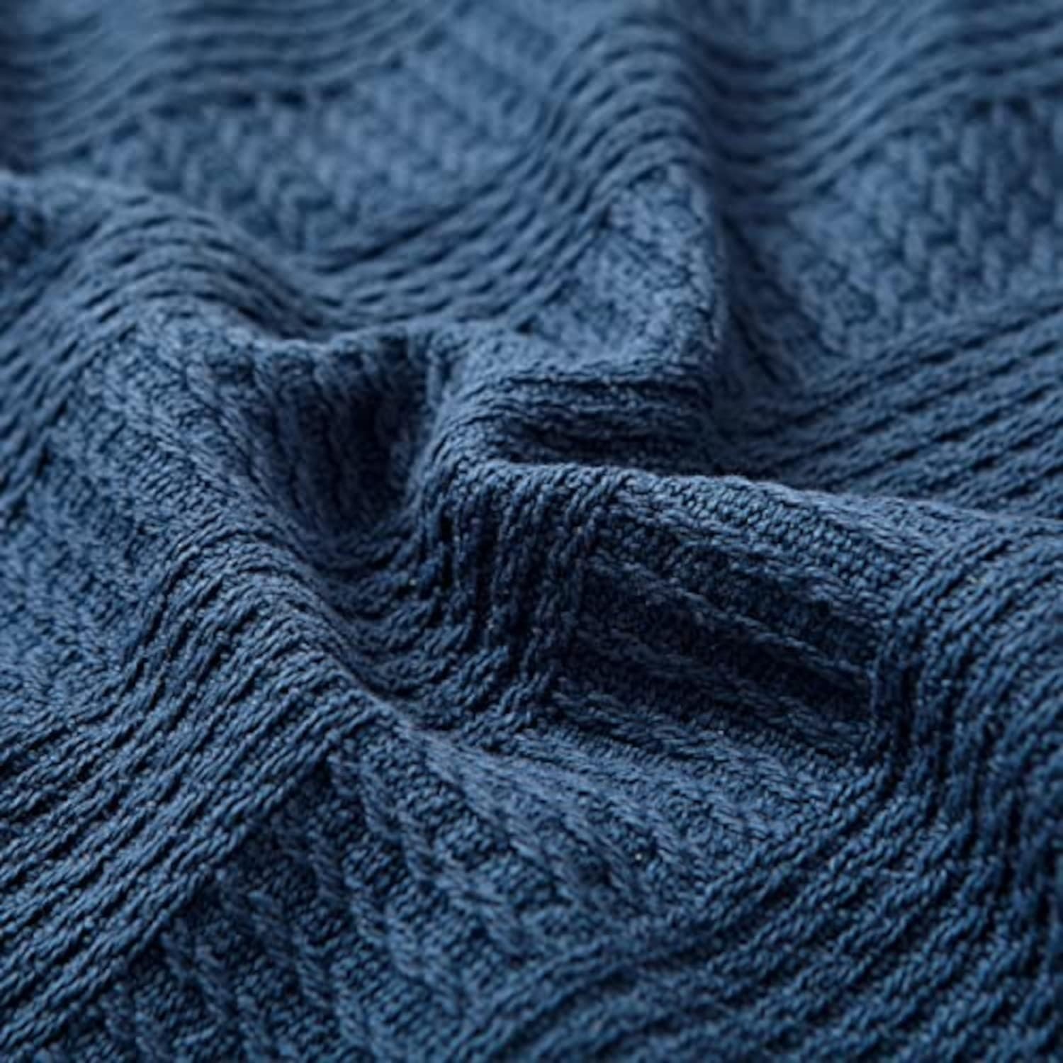 image:imageNautica Twin Blanket Woven Textured Cotton Bedding Ideal for Bed or Couch Dorm Essentials OekoTex Certified Rope Stripe NavyNavy