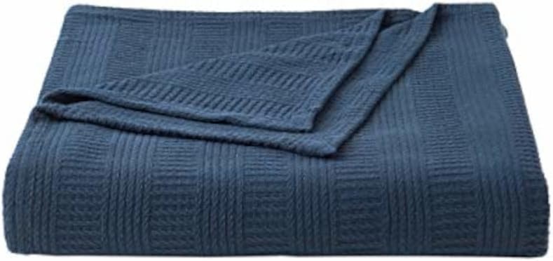 image:imageNautica Twin Blanket Woven Textured Cotton Bedding Ideal for Bed or Couch Dorm Essentials OekoTex Certified Rope Stripe NavyNavy