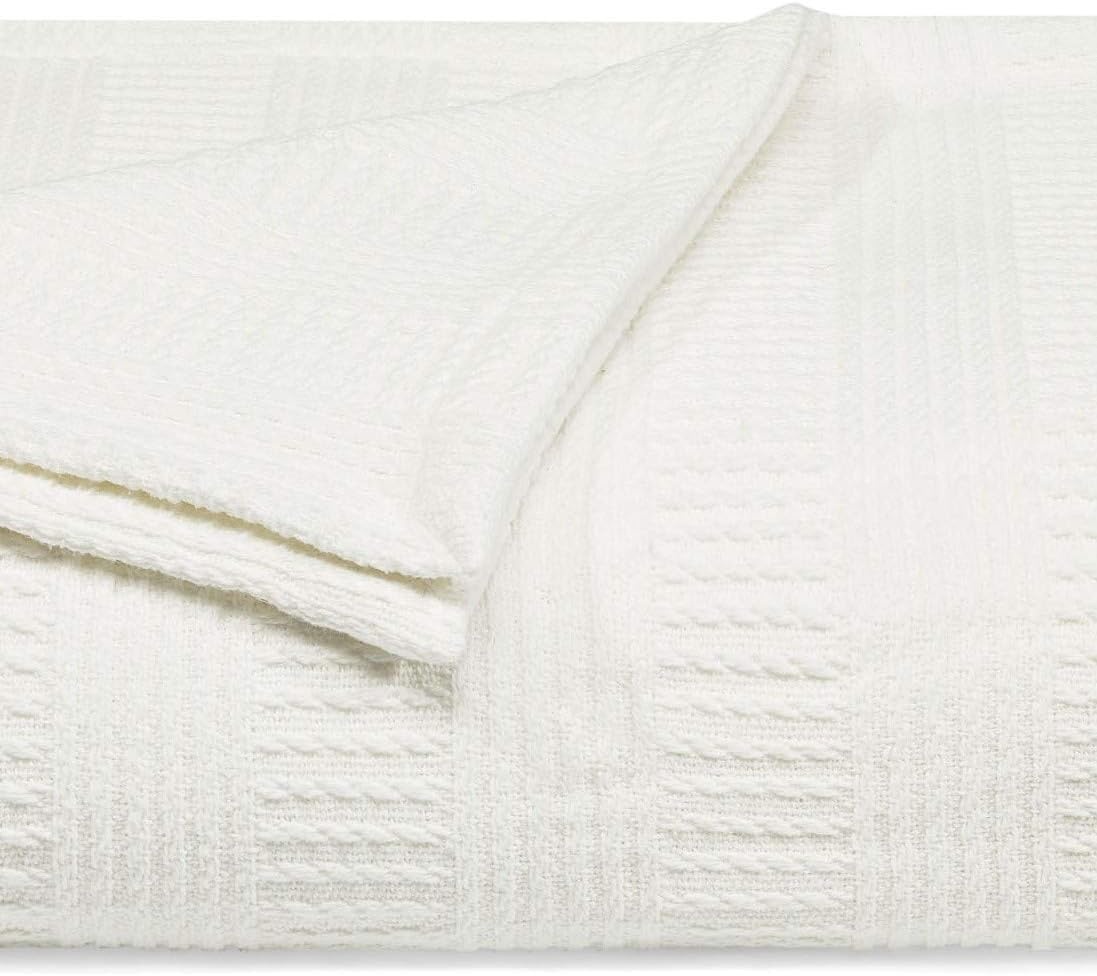 image:imageNautica Twin Blanket Woven Textured Cotton Bedding Ideal for Bed or Couch Dorm Essentials OekoTex Certified Rope Stripe NavyWhite