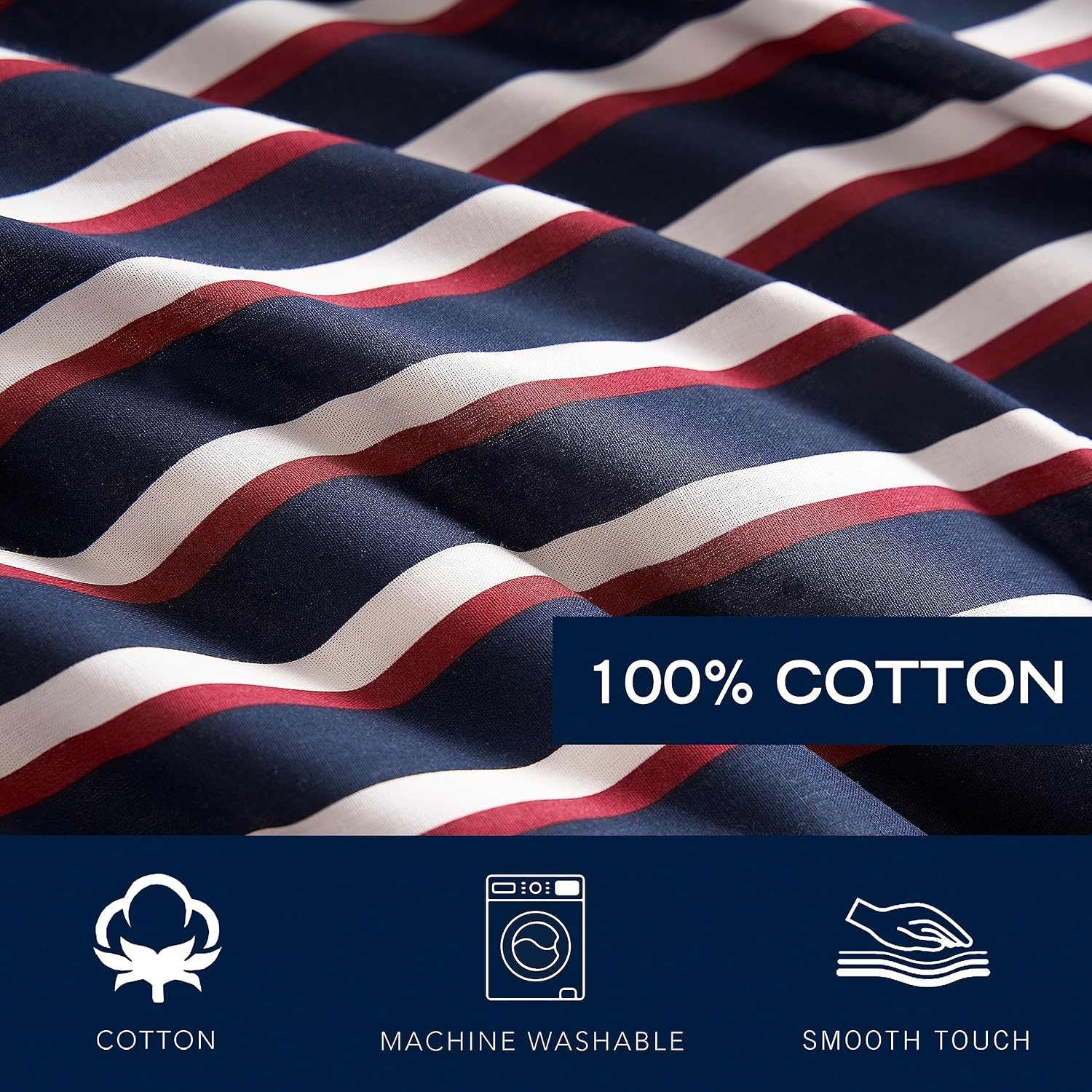 image:imageNautica Twin Comforter Set Cotton Reversible Bedding with Matching Sham Medium Weight for Year Round Use OekoTex Certified Dorm Essentials Mineola Navy