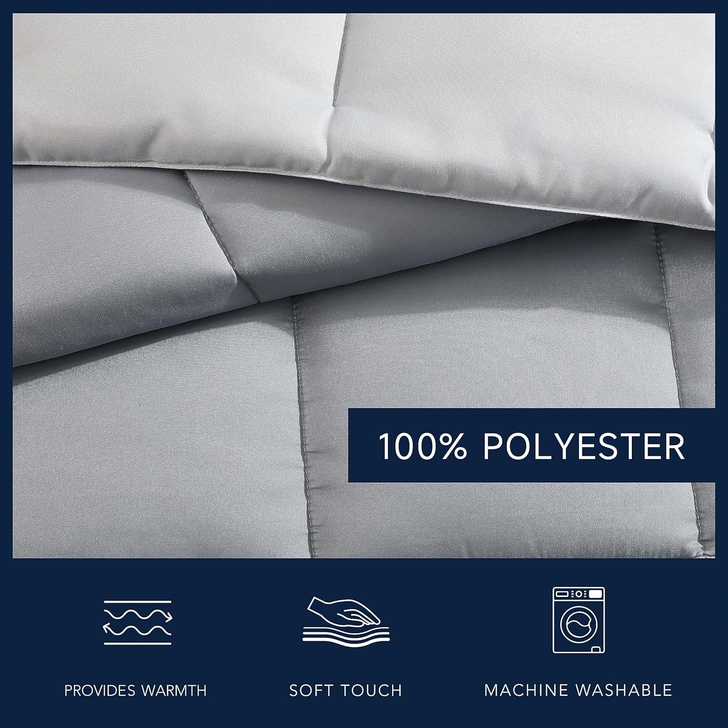 image:imageNautica Twin Comforter Set Peached Microfiber Bedding with Matching Sham Lightweight for Year Round Use Dorm Essentials OekoTex Certified Longdale Solid NavyLongdale Solid Grey