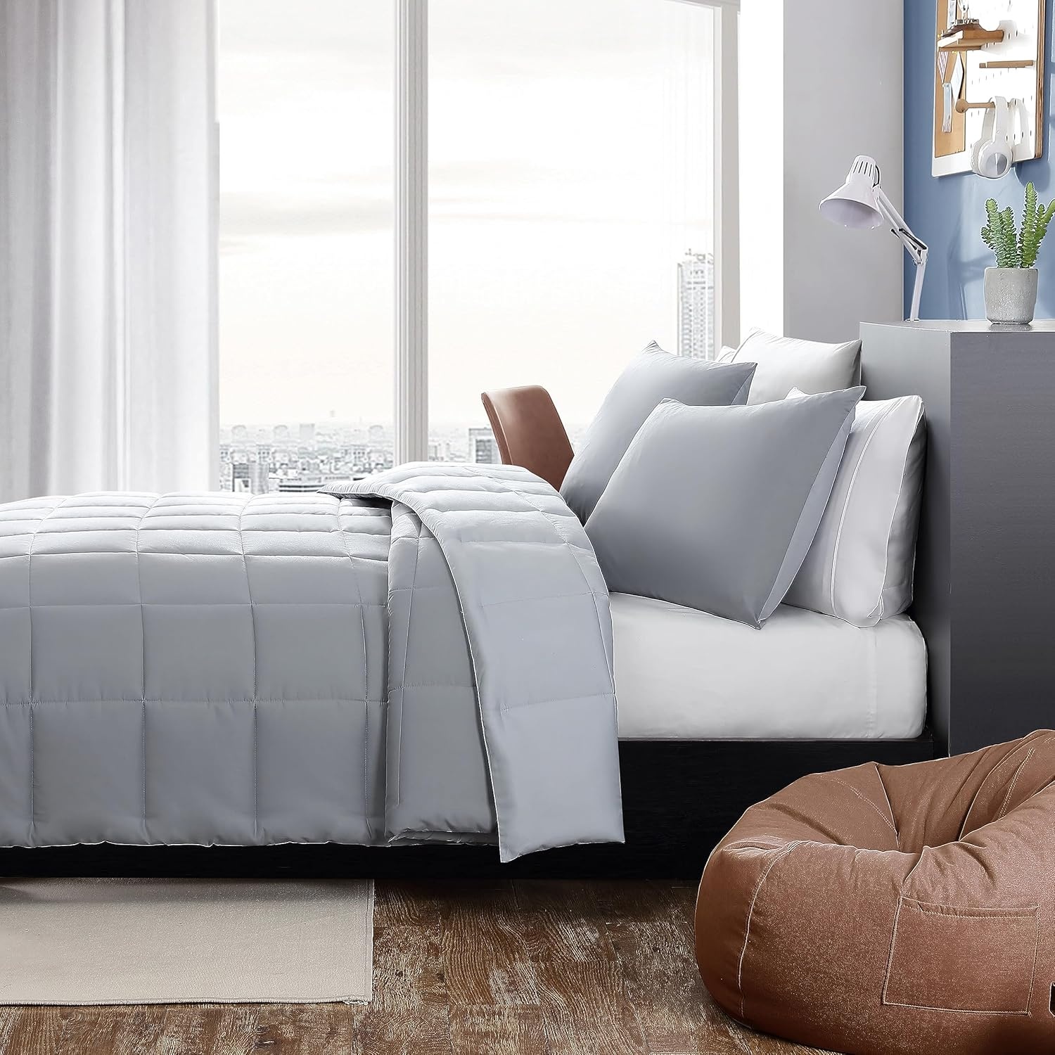 image:imageNautica Twin Comforter Set Peached Microfiber Bedding with Matching Sham Lightweight for Year Round Use Dorm Essentials OekoTex Certified Longdale Solid NavyLongdale Solid Grey