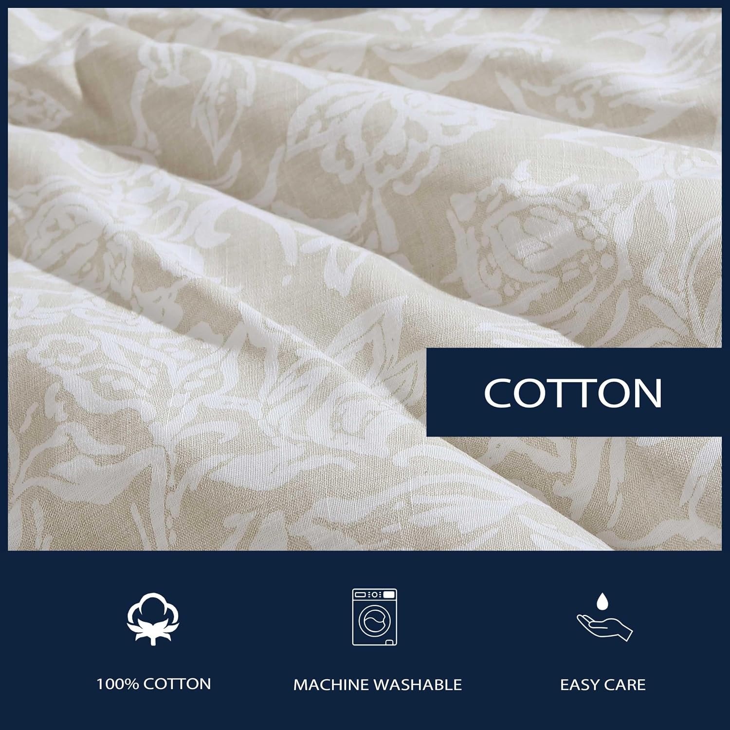image:imageNautica Twin Comforter Set Reversible Bedding with Matching Sham Floral Room Decor College Dorm Room Essentials Tortola BlueTortola Beige
