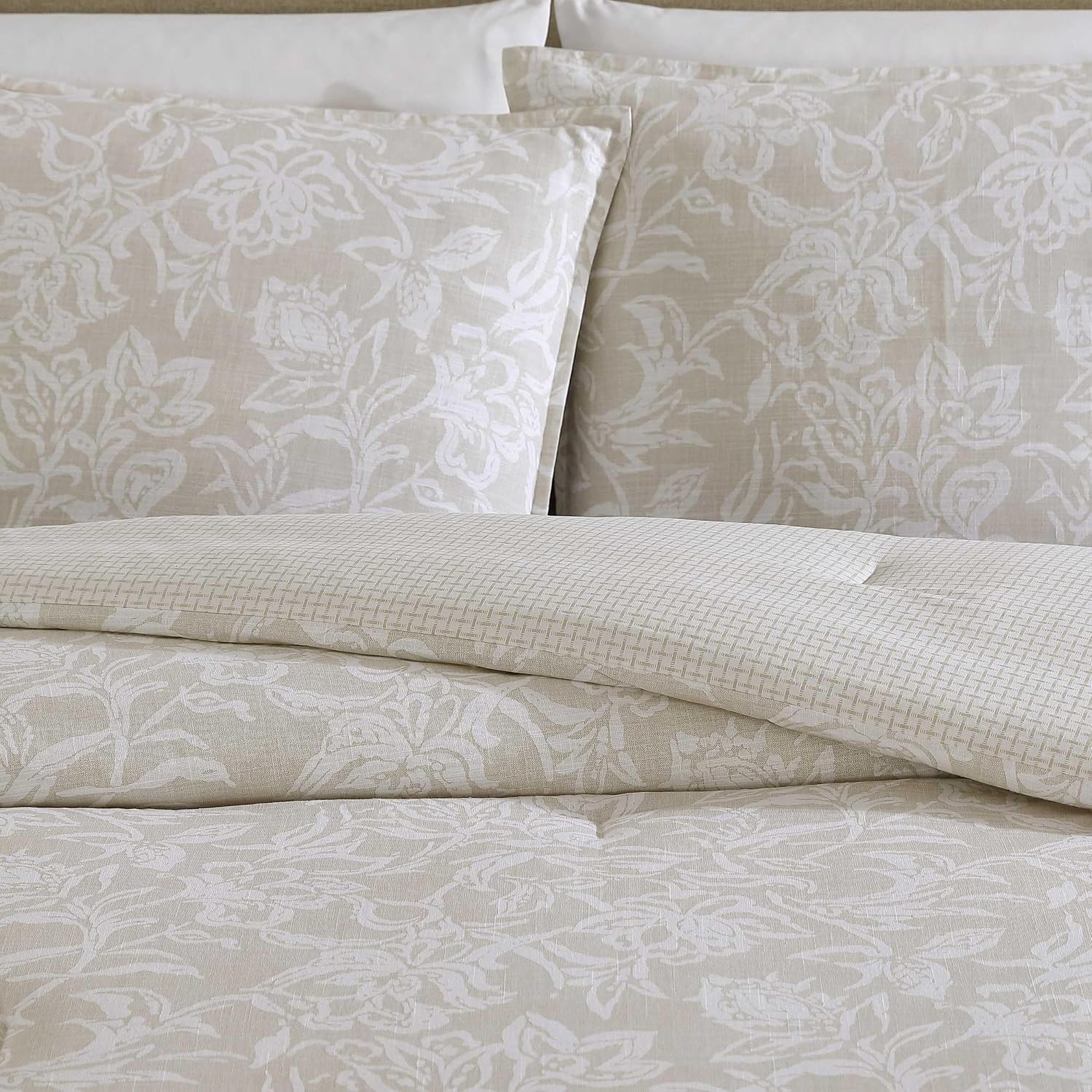 image:imageNautica Twin Comforter Set Reversible Bedding with Matching Sham Floral Room Decor College Dorm Room Essentials Tortola BlueTortola Beige