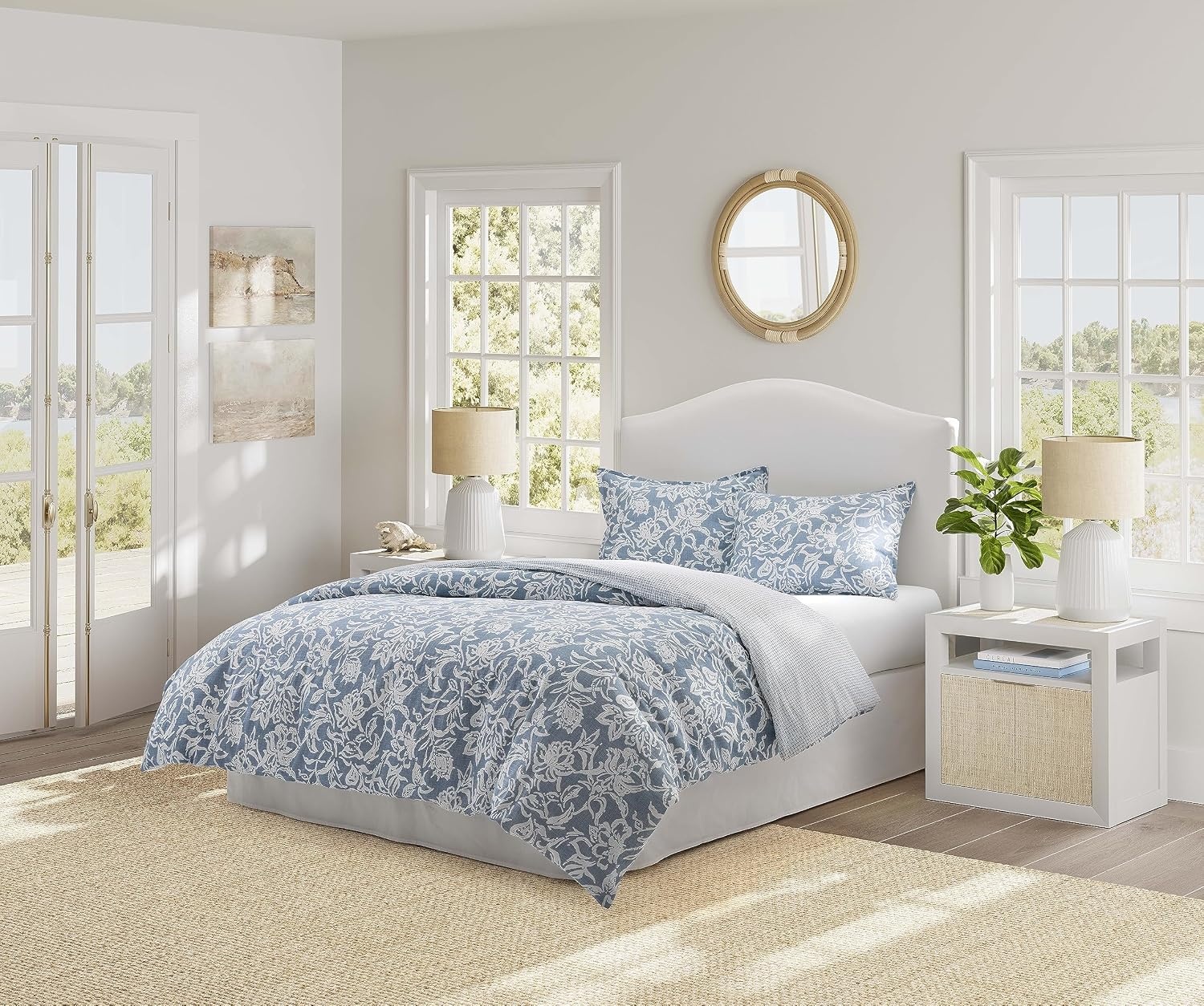 image:imageNautica Twin Comforter Set Reversible Bedding with Matching Sham Floral Room Decor College Dorm Room Essentials Tortola BlueTortola Blue