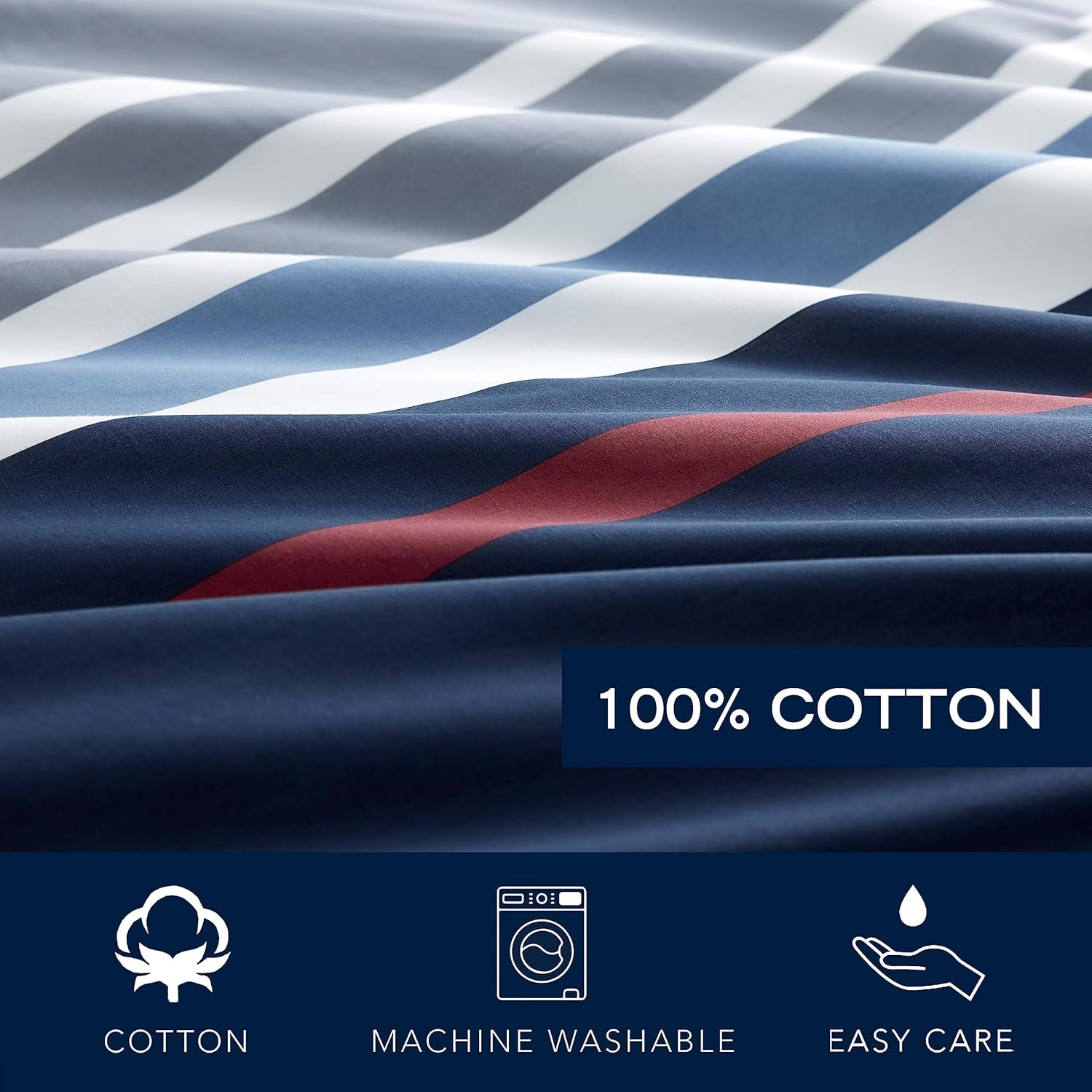 image:imageNautica Twin Comforter Set Reversible Cotton Bedding with Matching Sham Medium Weight for Year Round Use OekoTex Certified Dorm Essentials Bradford NavyKhakiTwin