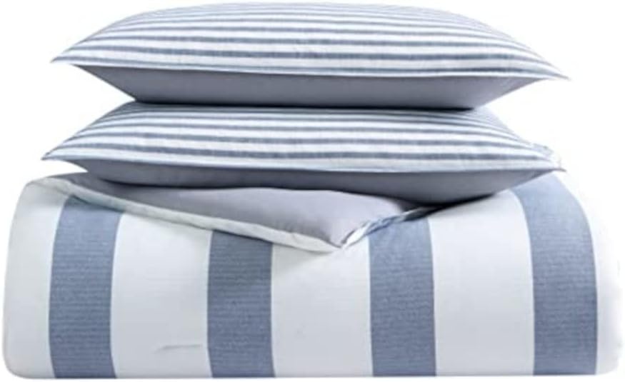 image:imageNautica Twin Comforter Set Reversible Cotton Bedding with Matching Sham MediumWeight Dorm Essentials OekoTex Certified Fairwater BlueBlueWhiteGrey