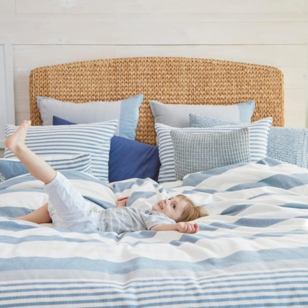 image:imageNautica Twin Comforter Set Reversible Cotton Bedding with Matching Sham MediumWeight Dorm Essentials OekoTex Certified Fairwater BlueBlueWhiteGrey