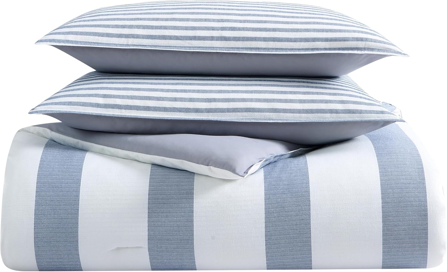 image:imageNautica Twin Comforter Set Reversible Cotton Bedding with Matching Sham MediumWeight Dorm Essentials OekoTex Certified Fairwater BlueBlueWhiteGrey