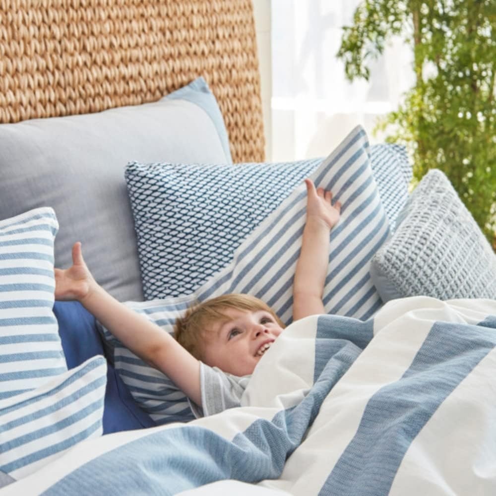 image:imageNautica Twin Comforter Set Reversible Cotton Bedding with Matching Sham MediumWeight Dorm Essentials OekoTex Certified Fairwater BlueBlueWhiteGrey