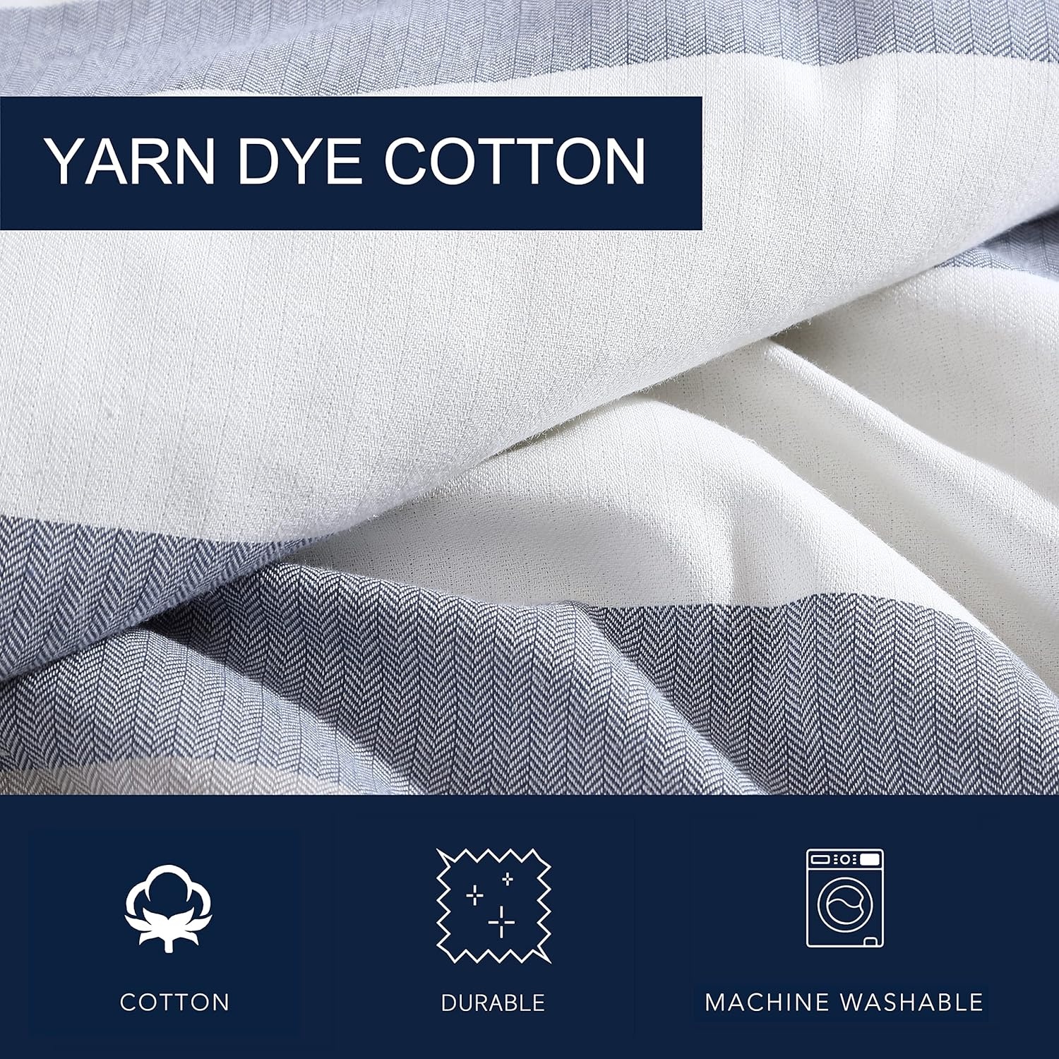 image:imageNautica Twin Comforter Set Reversible Cotton Bedding with Matching Sham MediumWeight Dorm Essentials OekoTex Certified Fairwater BlueBlueWhiteGrey