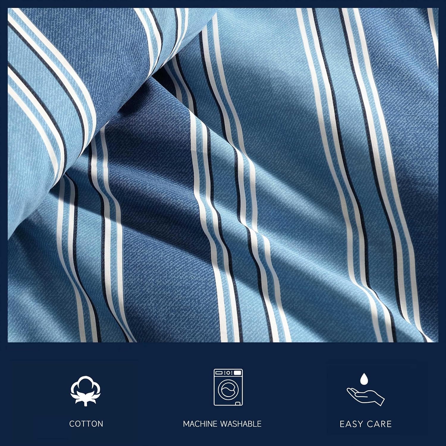 image:imageNautica Twin Comforter Set Reversible Striped Bedding with a Naturally Soft Feel 2 Piece Bed Set with Matching Pillowcase Gilpin StripePenny Pinstripe BlueGilpin StripePenny Pinstripe Blue