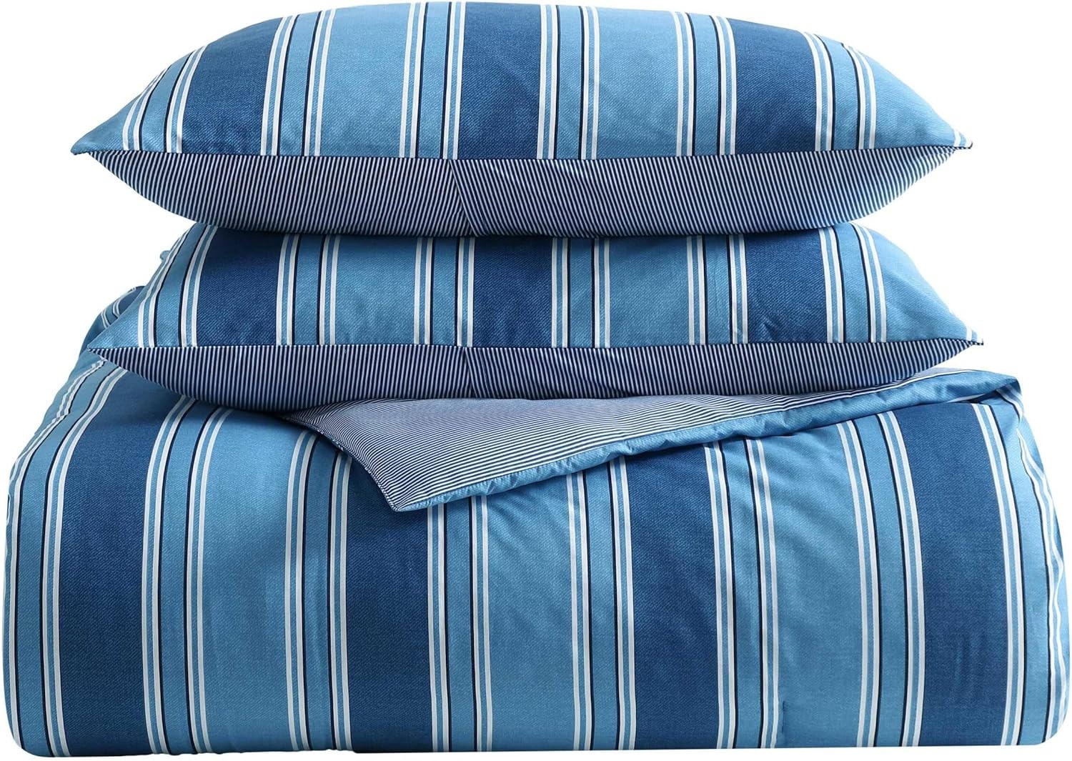 image:imageNautica Twin Comforter Set Reversible Striped Bedding with a Naturally Soft Feel 2 Piece Bed Set with Matching Pillowcase Gilpin StripePenny Pinstripe BlueGilpin StripePenny Pinstripe Blue