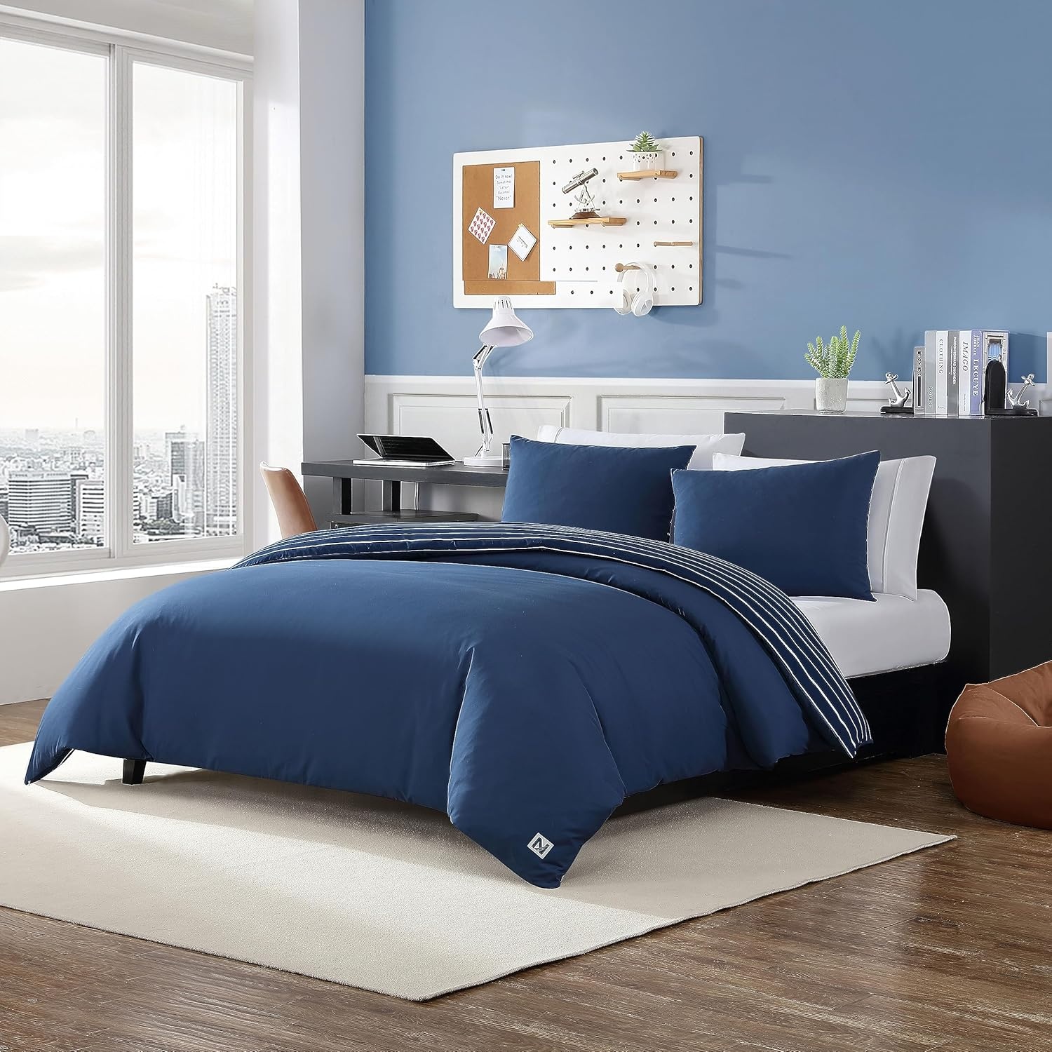 image:imageNautica Twin Duvet Cover Set Soft Reversible Microfiber Bedding with Matching Sham Solid Home Decor for All Seasons Longdale Navy TwinLongdale Navy