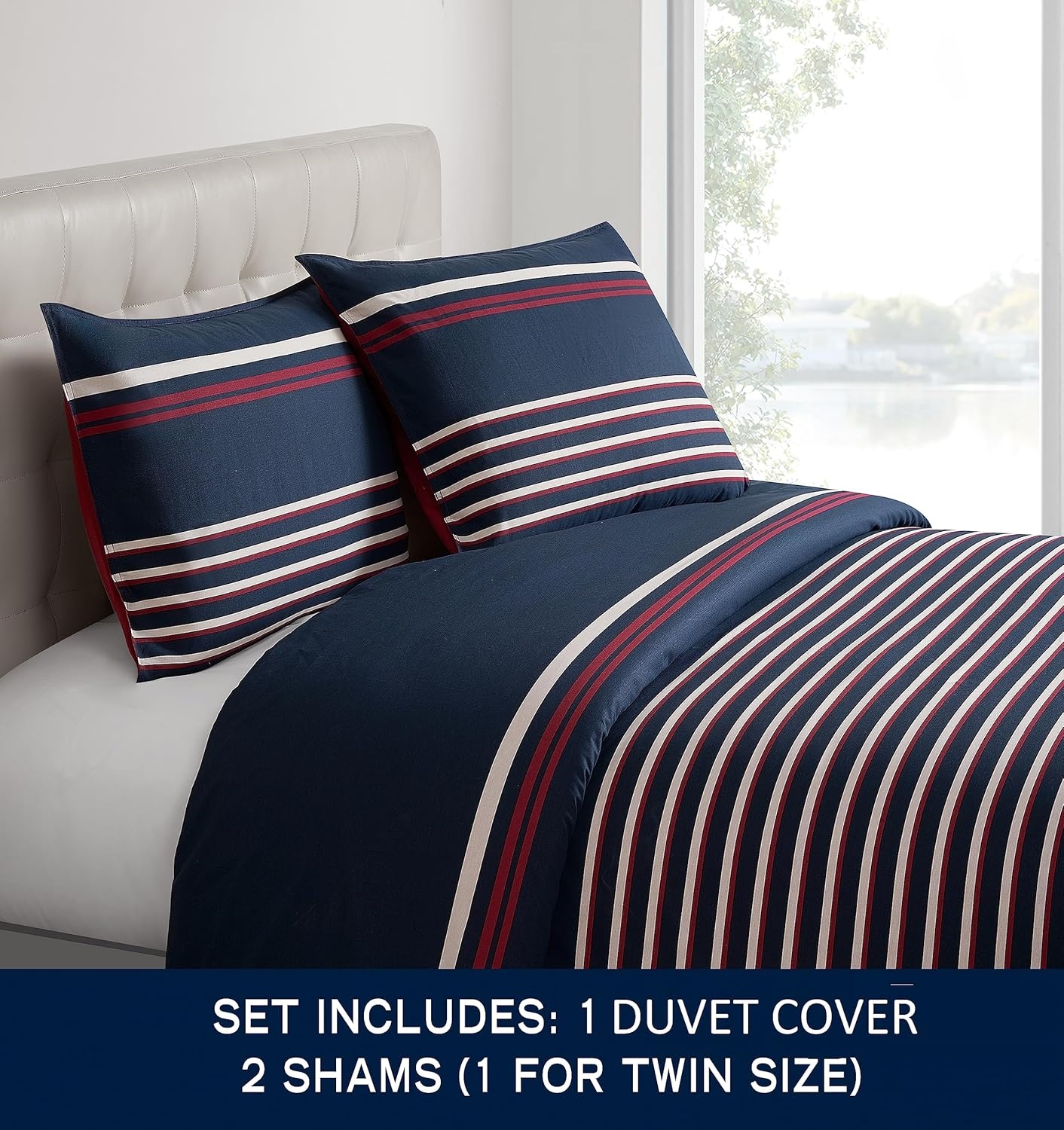image:imageNautica Twin Duvet Cover Set Soft Woven Cotton Bedding with a Breathable amp MediumWeight Feel 2Piece Bed Set with Matching Pillowcase Mineola NavyTwin