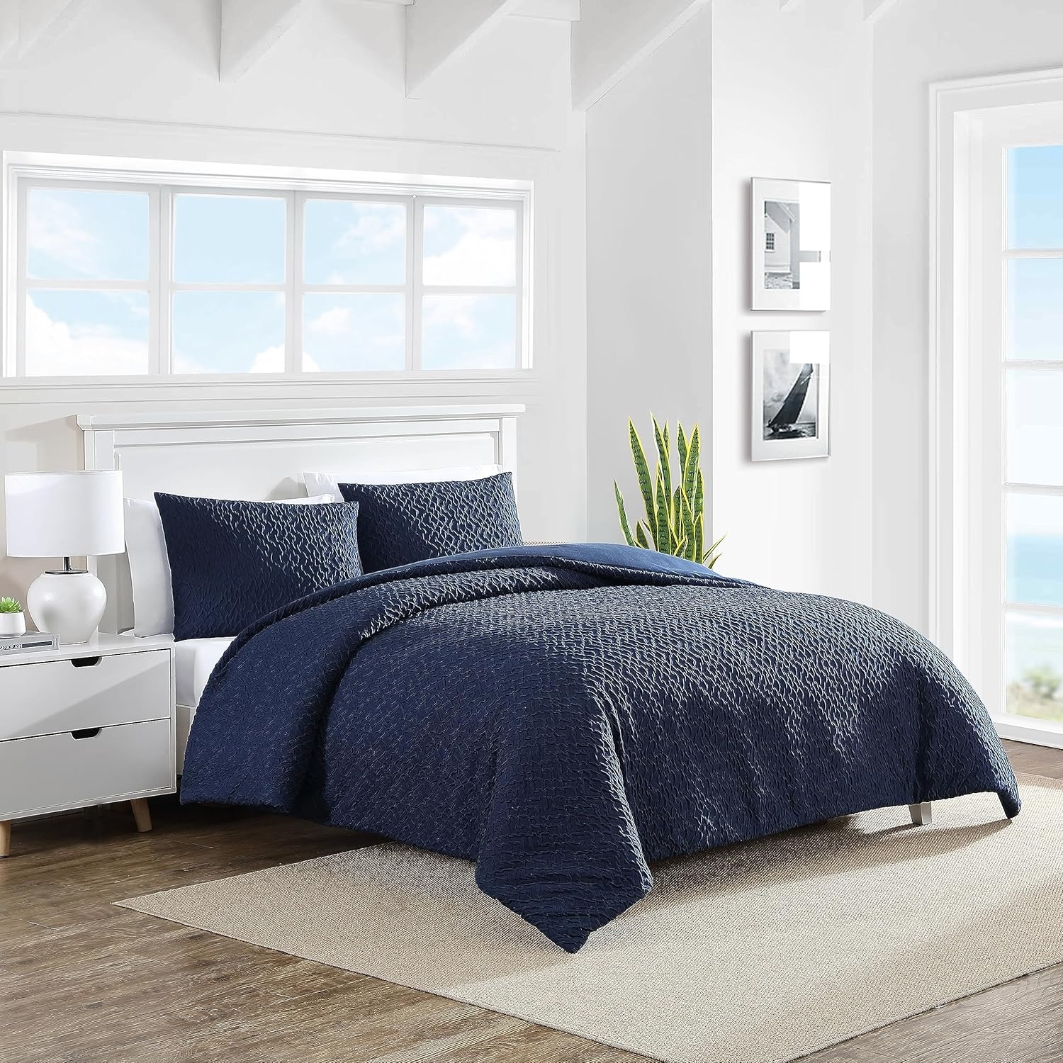 image:imageNautica Twin Duvet Cover Set Soft amp Cozy Microfiber Bedding with Matching Sham All Season Home Decor Point Harbor Navy TwinPoint Harbor Navy