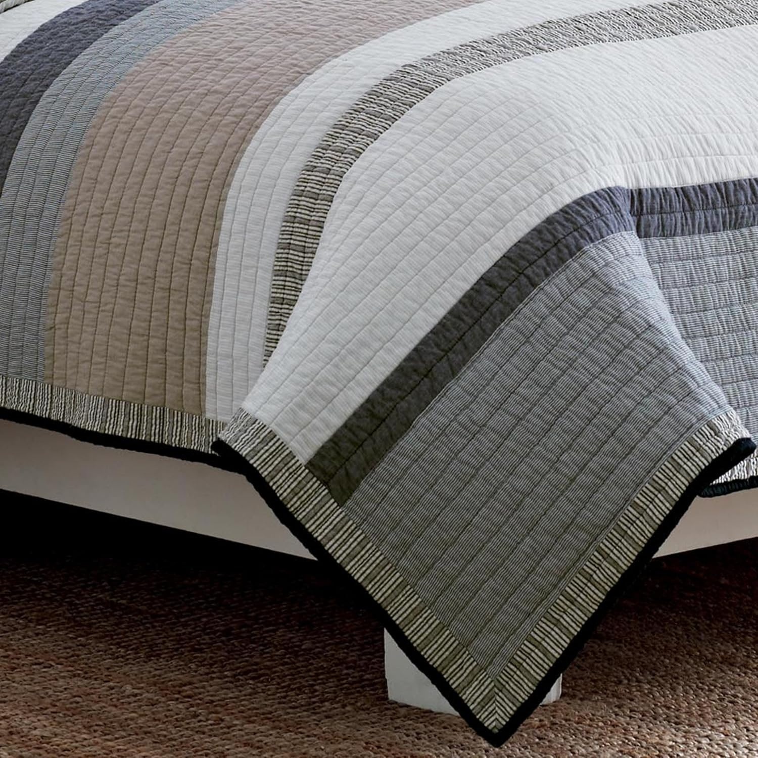 image:imageNautica Twin Quilt Cotton Reversible Bedding Home Decor for All Seasons Tideway TanGrey TwinQueen