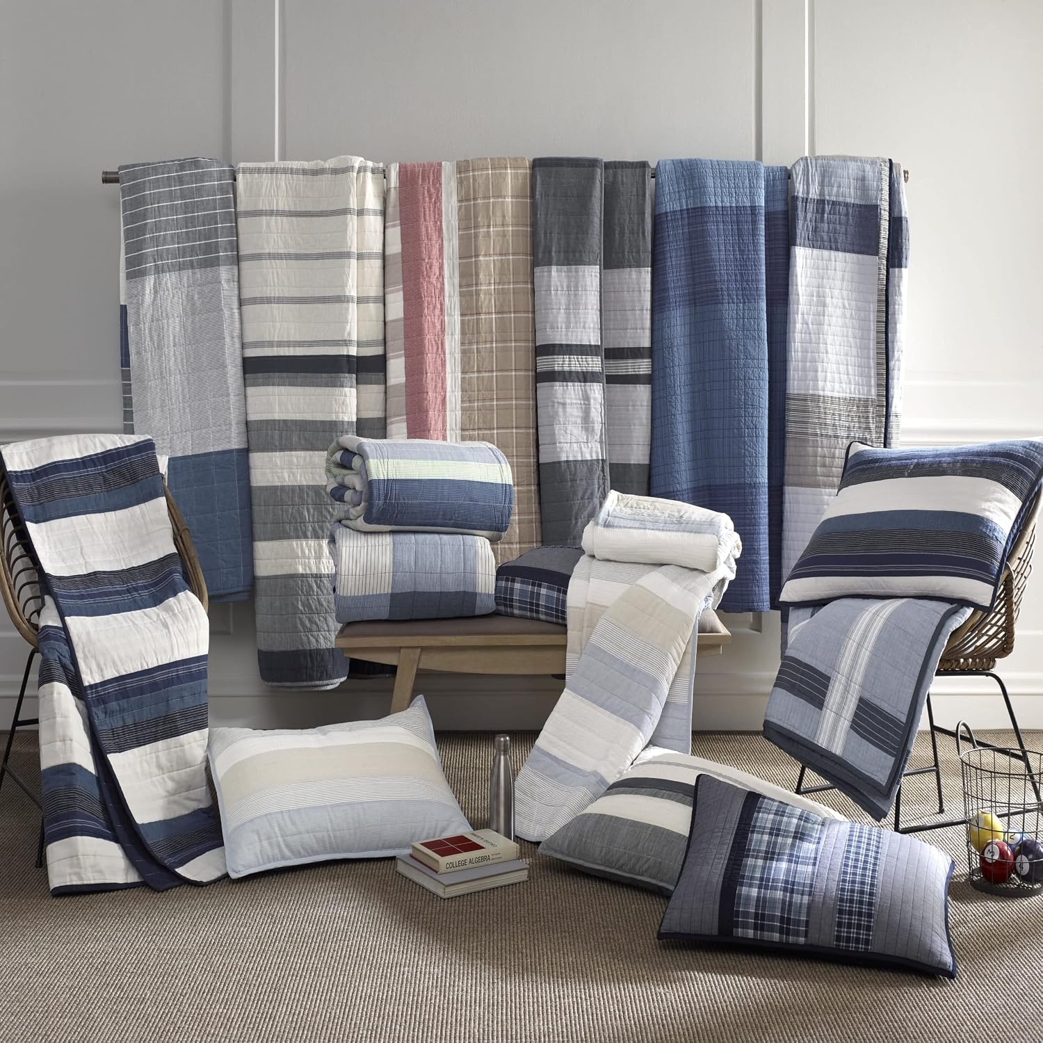 image:imageNautica Twin Quilt Cotton Reversible Bedding Home Decor for All Seasons Tideway TanGrey TwinQueen