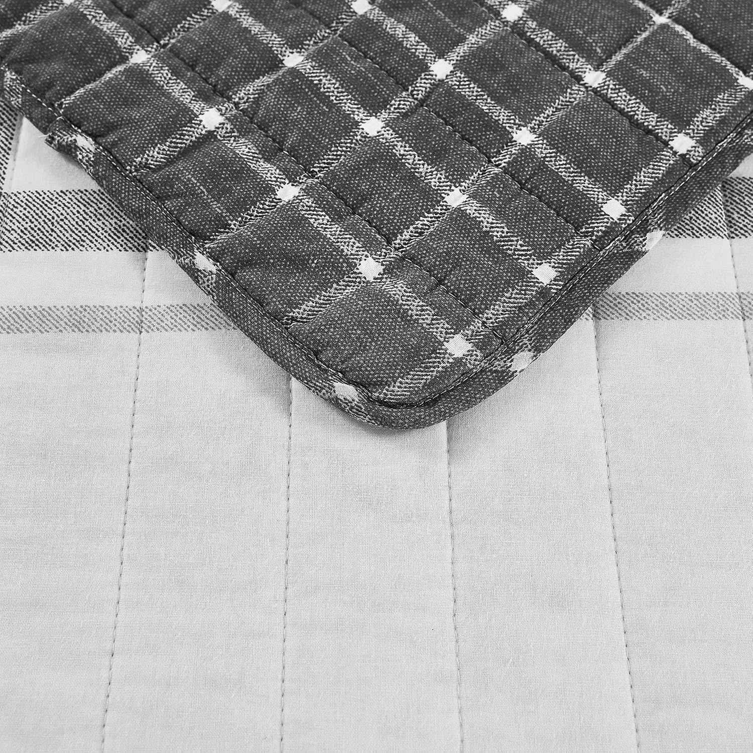 image:imageNautica Twin Quilt Set All Season Cotton Bedding with Matching Sham Dorm Room Essentials Fleetville GreyWhite TwinKing