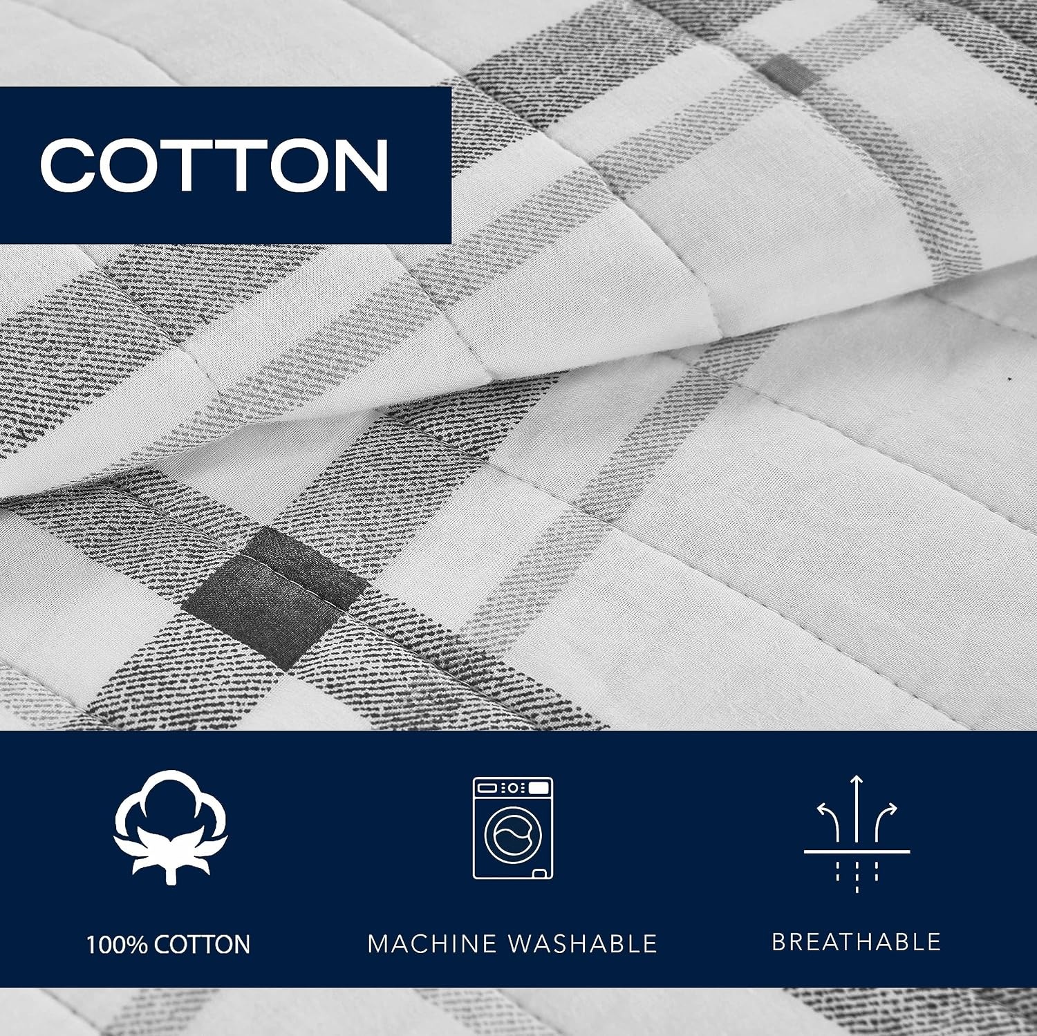 image:imageNautica Twin Quilt Set All Season Cotton Bedding with Matching Sham Dorm Room Essentials Fleetville GreyWhite TwinTwin