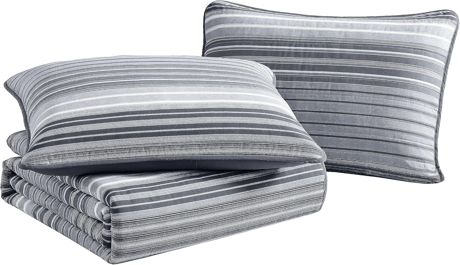 image:imageNautica Twin Quilt Set Reversible Bedding with Matching Sham Stripe Room Decor Lightweight Bed Set College Dorm Room Essentials Coveside BlueMedium GreyDark GreyWhite