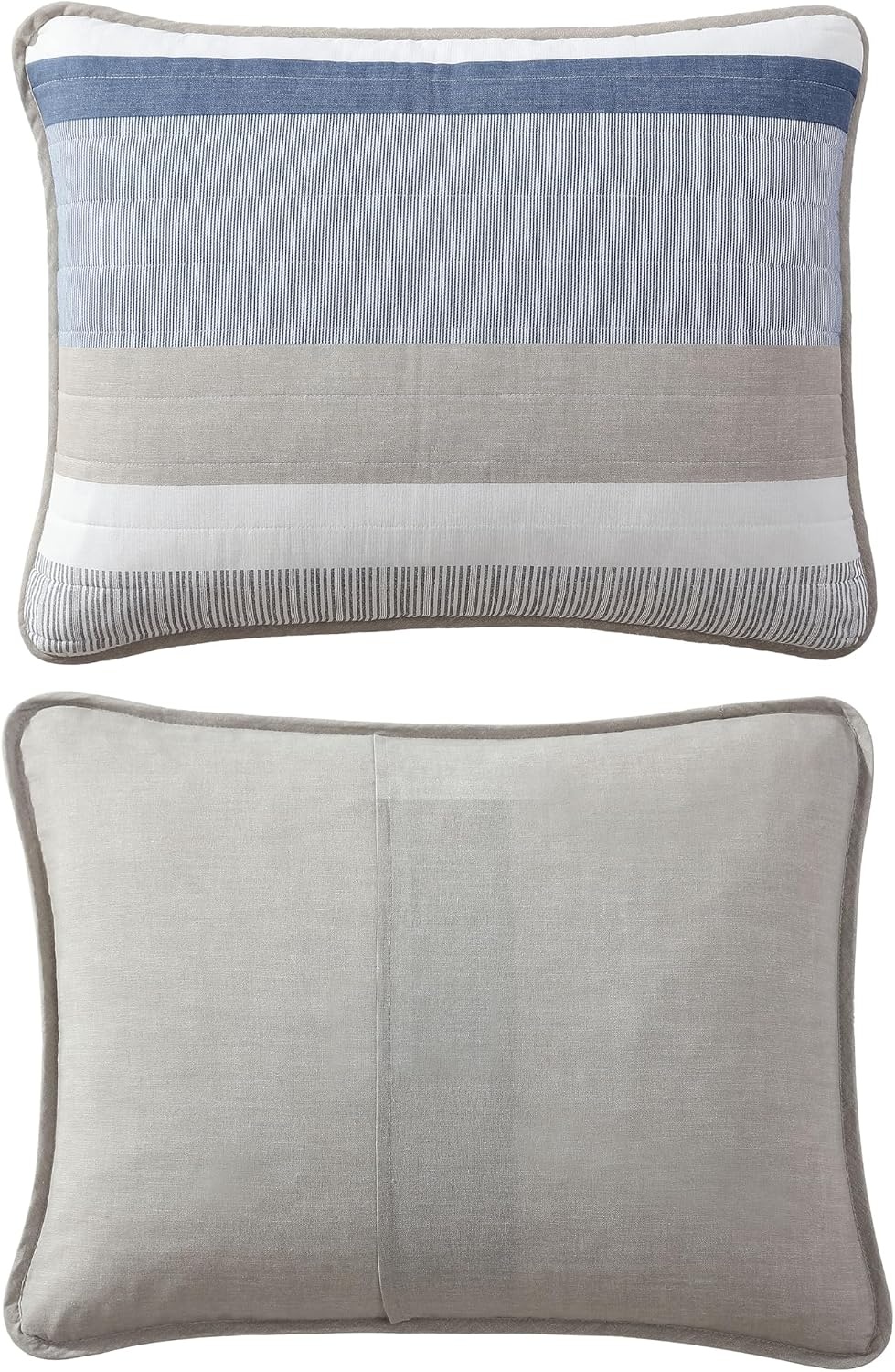 image:imageNautica Twin Quilt Set Soft Cotton Bedding with Matching Shams Prewashed for Extra Softness Reversible Stripe Design Lightweight Layering for YearRound Comfort Galewood BlueQueen