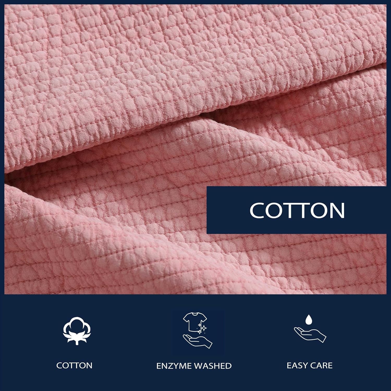 image:imageNautica Twin Quilt Set Soft amp Reversible Cotton Bedding with a Smooth Finish 2 Piece Coastal Bed Set with Matching Pillowcase Seashore Stitch PinkSeahorse Stitch Pink