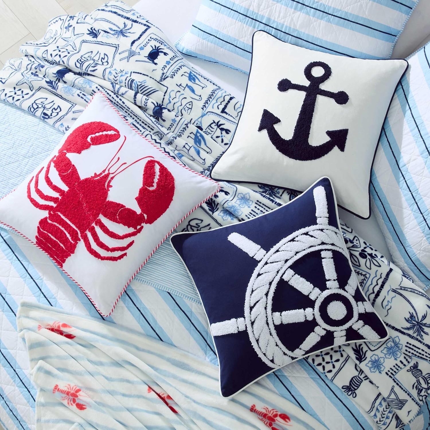 image:imageNautica Twin Quilt Set Soft amp Reversible Cotton Bedding with a Smooth Finish 2 Piece Coastal Bed Set with Matching Pillowcase Seashore Stitch PinkTim StripePenny Pinstripe Blue
