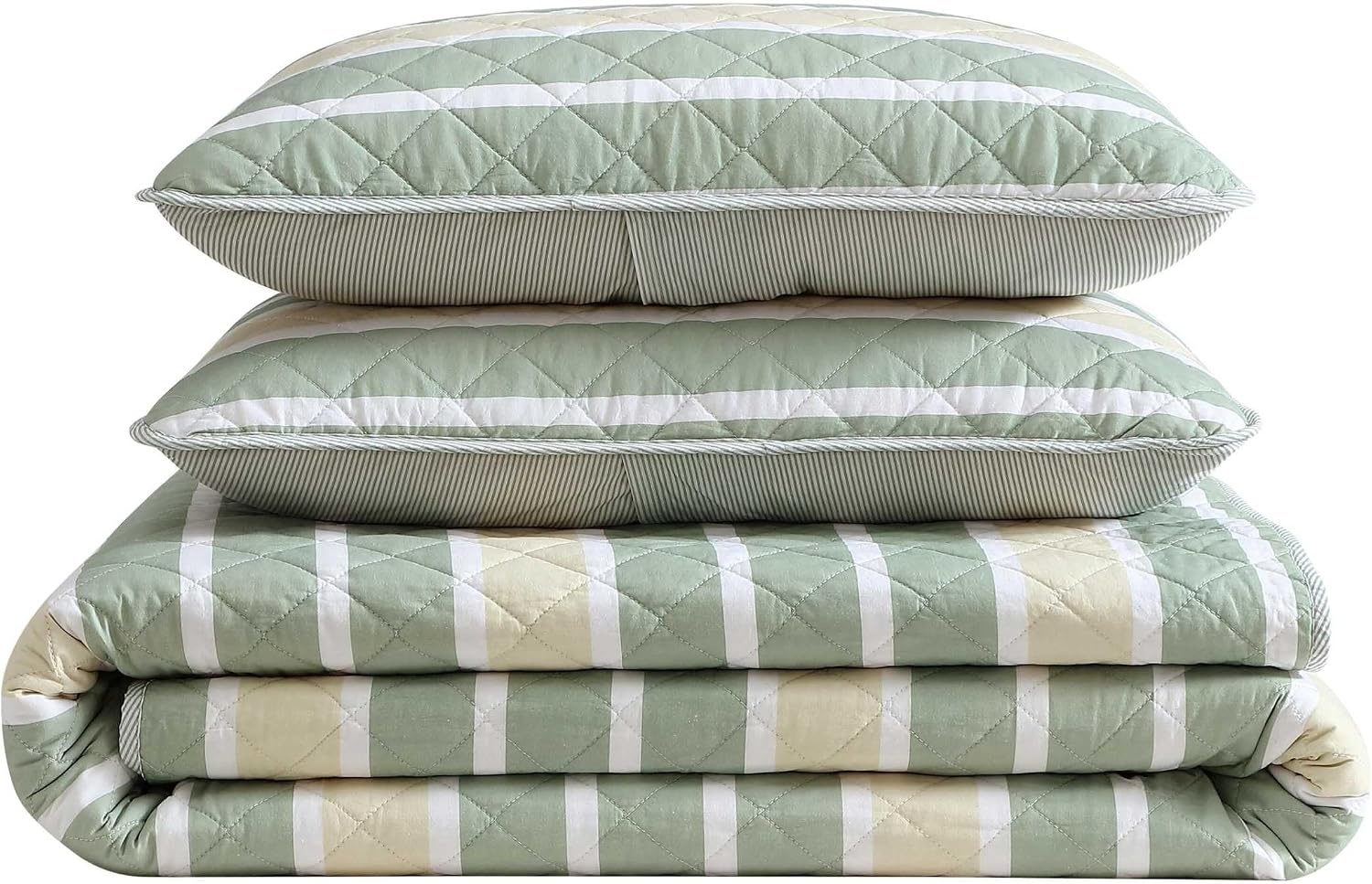 image:imageNautica Twin Quilt Set Soft amp Reversible Cotton Bedding with a Smooth Finish 2 Piece Coastal Bed Set with Matching Pillowcase Seashore Stitch PinkVaradero StripePenny Pinstripe Beige
