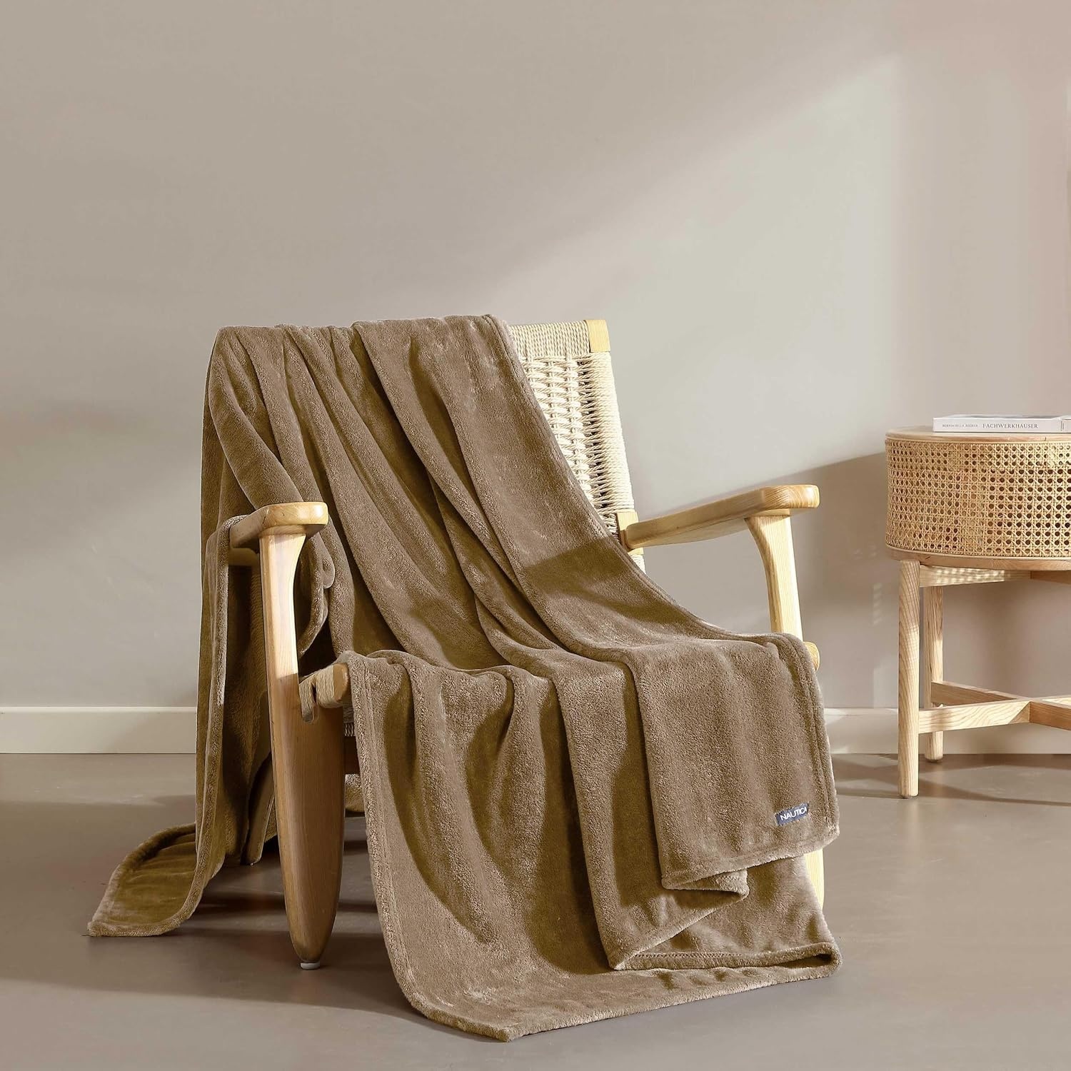 image:imageNautica Twin Size Blanket UltraSoft Plush Fleece for Bed or Couch Medium Weight Bedding for AllSeason Comfort BrownBrown