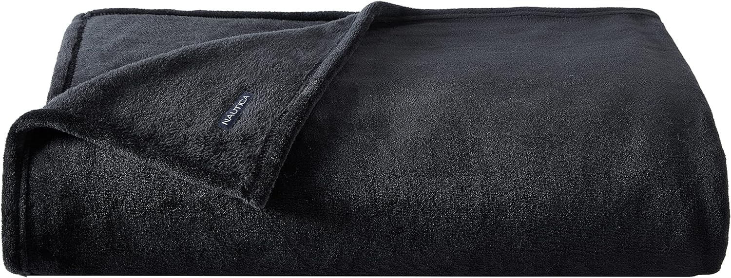 image:imageNautica Twin Size Blanket UltraSoft Plush Fleece for Bed or Couch Medium Weight Bedding for AllSeason Comfort BrownSolid Black